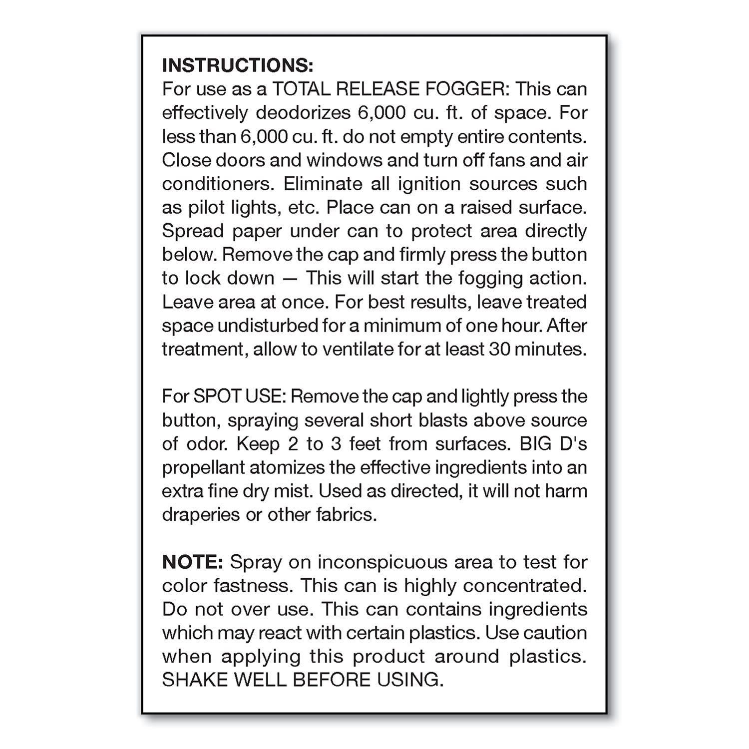 Big D Industries Odor Control Fogger, Original Scent, 5 oz Aerosol Spray, 12/Carton - Image 4