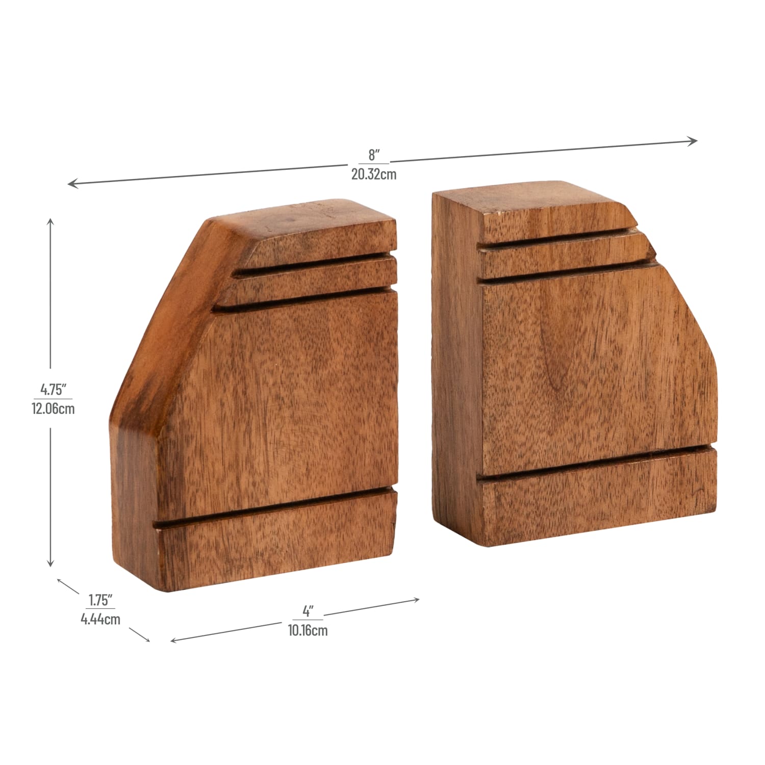 Mind Reader Rustic Wood Block Bookends, Brown, Set Of 2 Bookends - Image 4