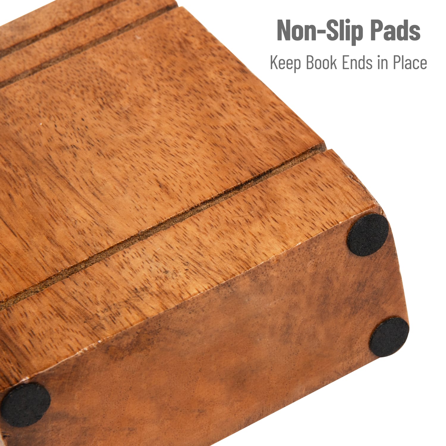 Mind Reader Rustic Wood Block Bookends, Brown, Set Of 2 Bookends - Image 5