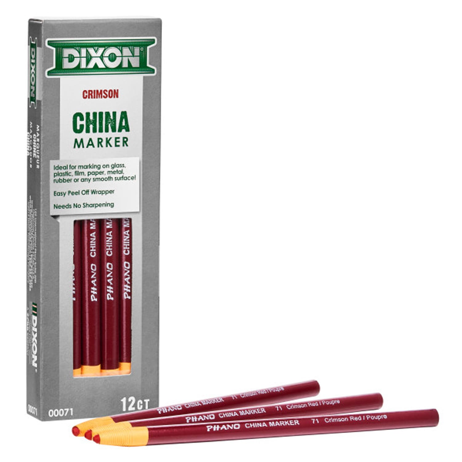 Dixon Phano China Markers, Crimson Red, 12 Per Pack, Set Of 2 Packs - Image 3