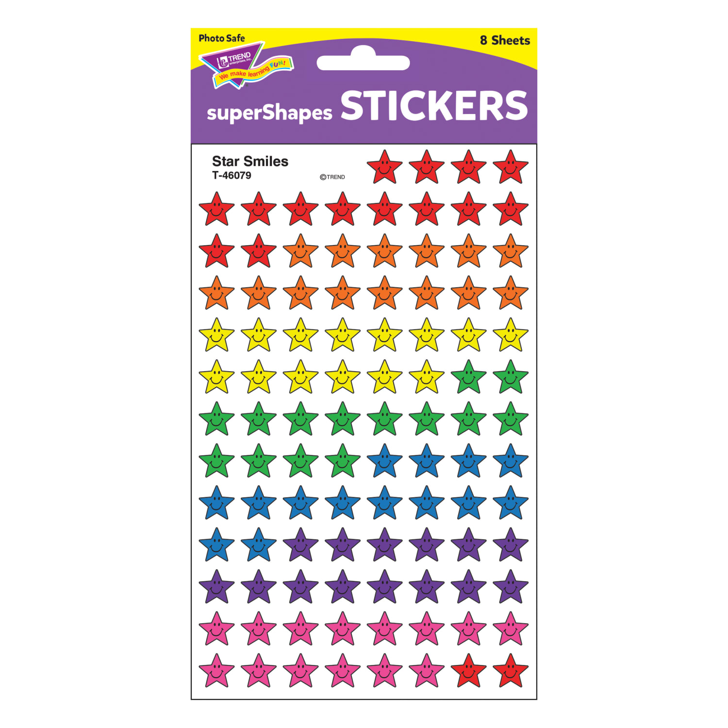 Trend superShapes Stickers, Star Smiles, 800 Stickers Per Pack, Set Of 6 Packs - Image 4