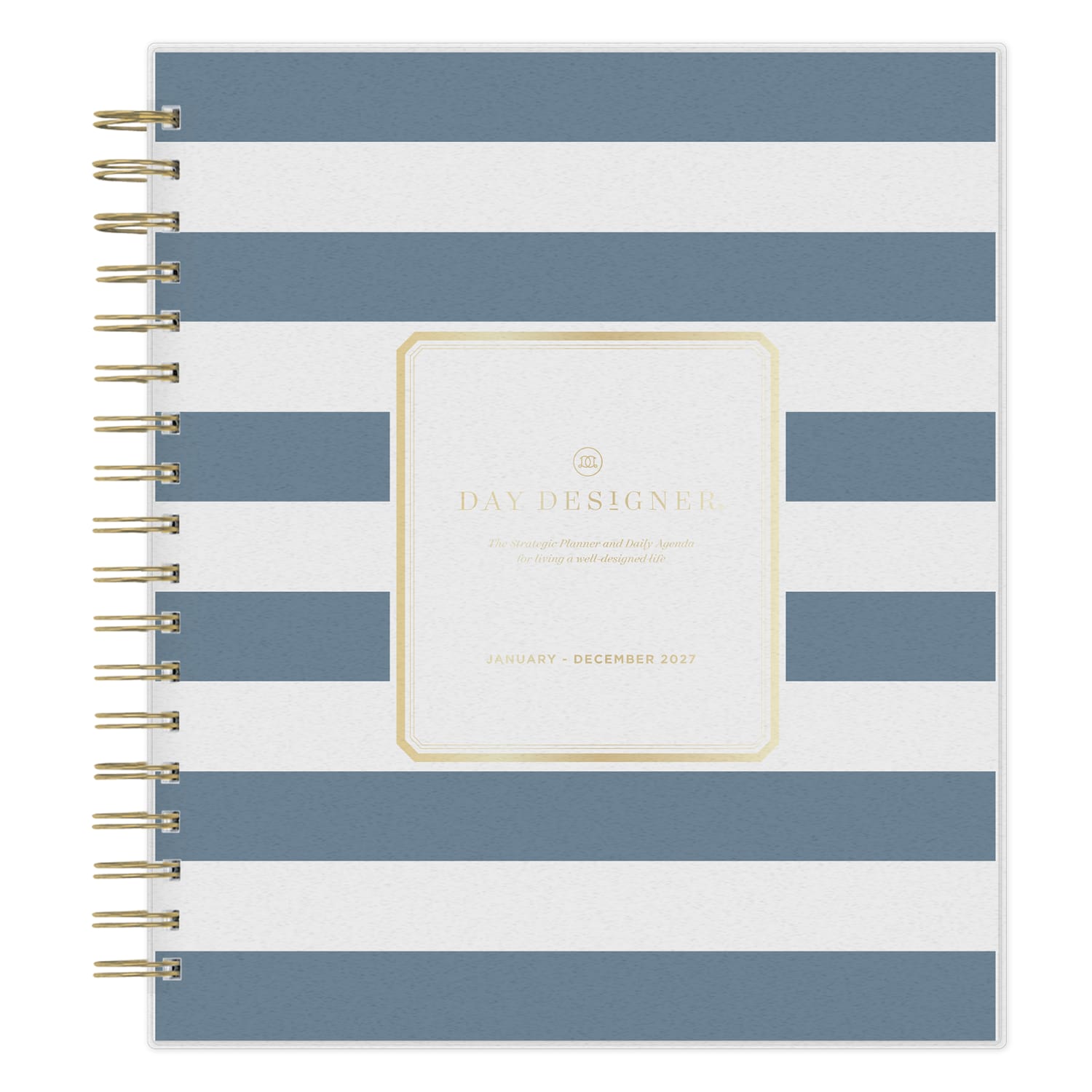 2027 Blue Sky Rugby Stripe Navy Daily/Monthly Planning Calendar, 8x10, 0%, Frosted PP, Jan-Dec, RY27