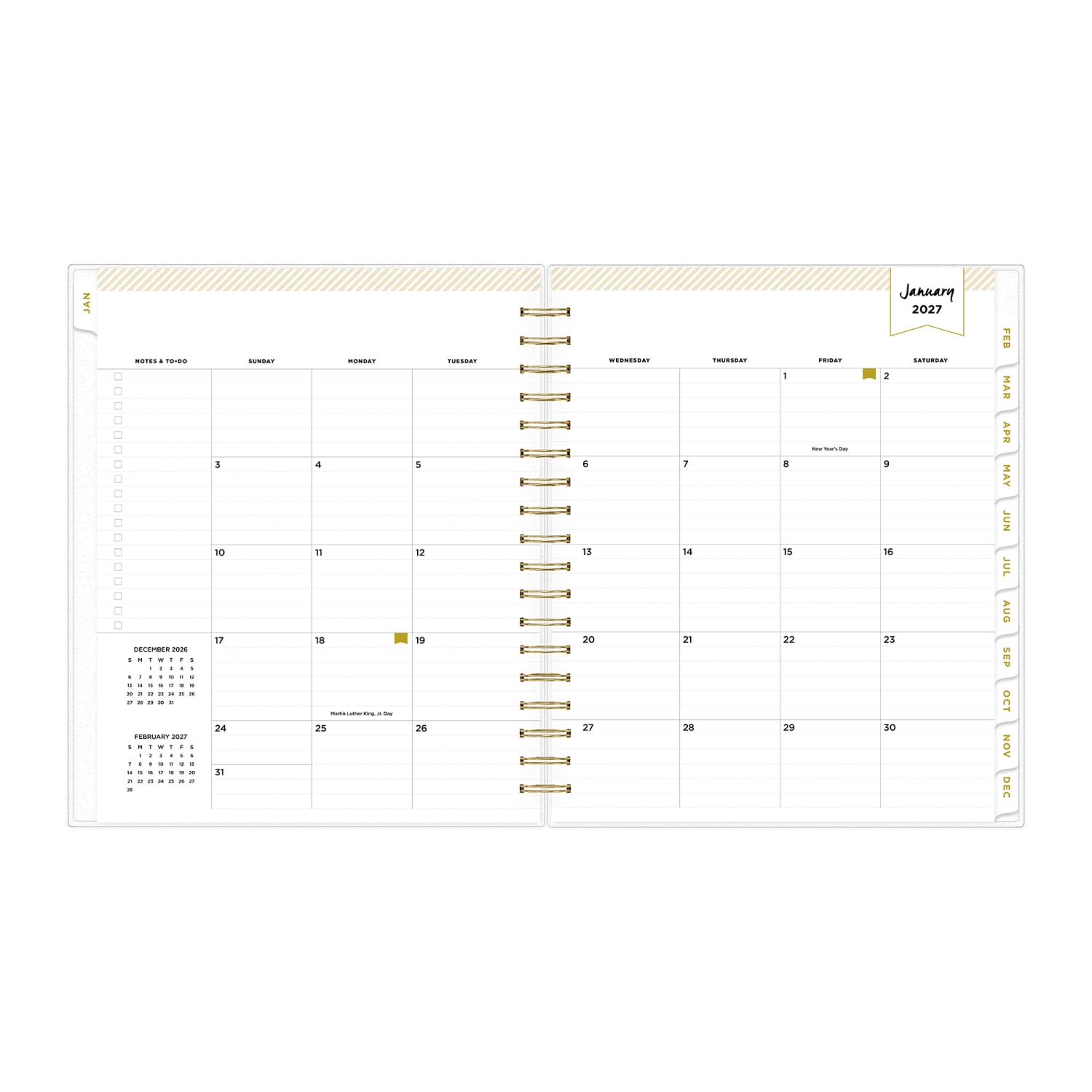 2027 Blue Sky Rugby Stripe Navy Daily/Monthly Planning Calendar, 8x10, 0%, Frosted PP, Jan-Dec, RY27 - Image 4