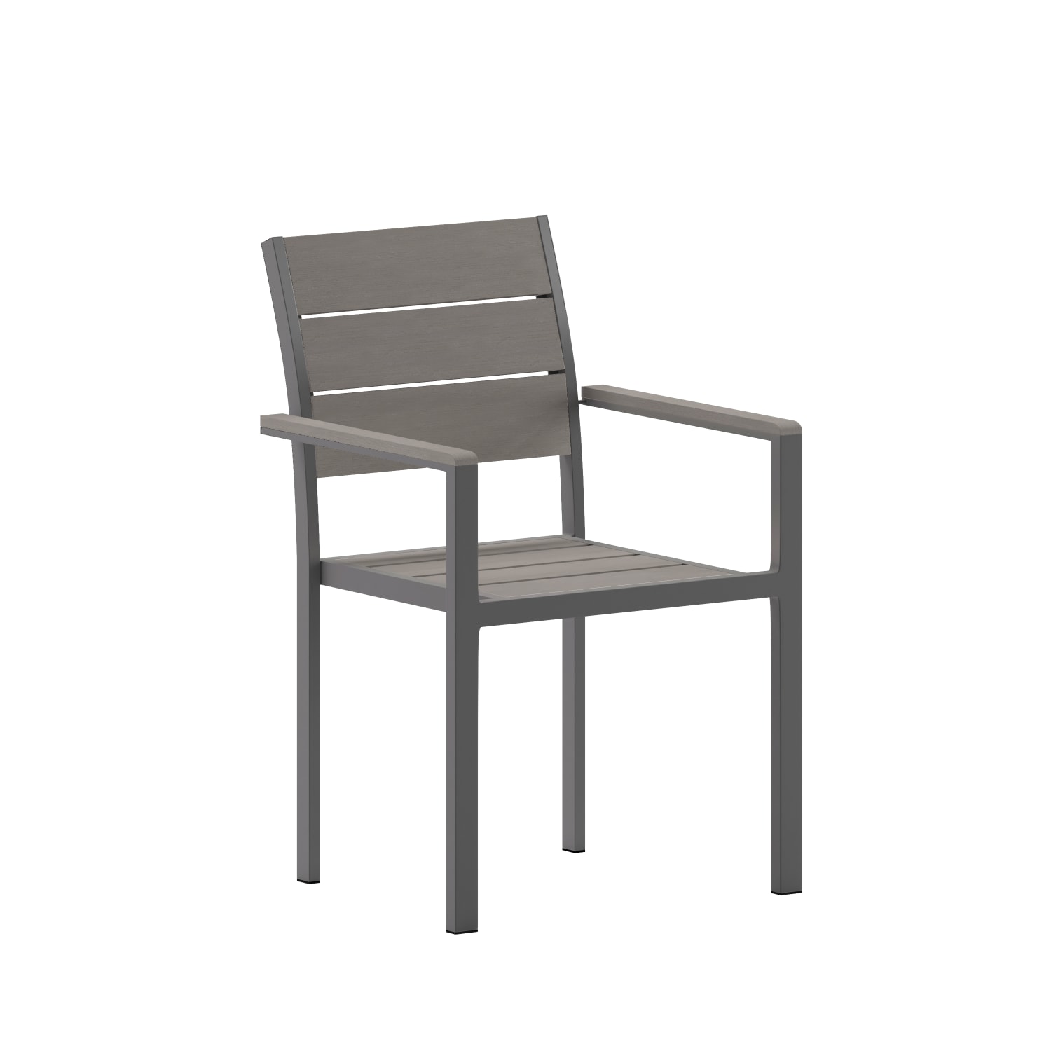 Flash Furniture Finch Metal Stackable Patio Chair with Arms, Gray - Image 3
