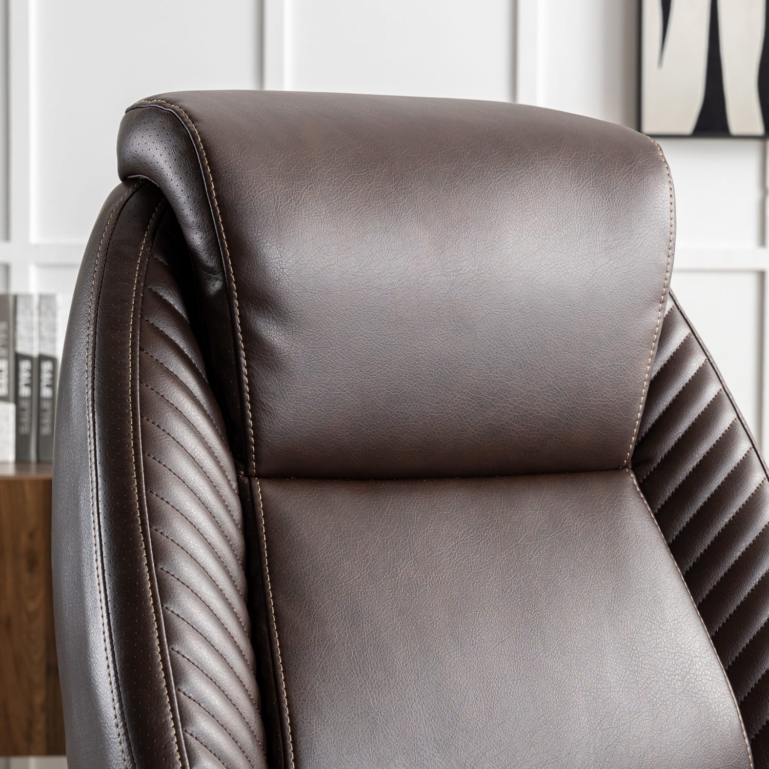 Serta iComfort i6000 Ergonomic Bonded Leather High Back Executive Chair BrownSilver PopularChairscom