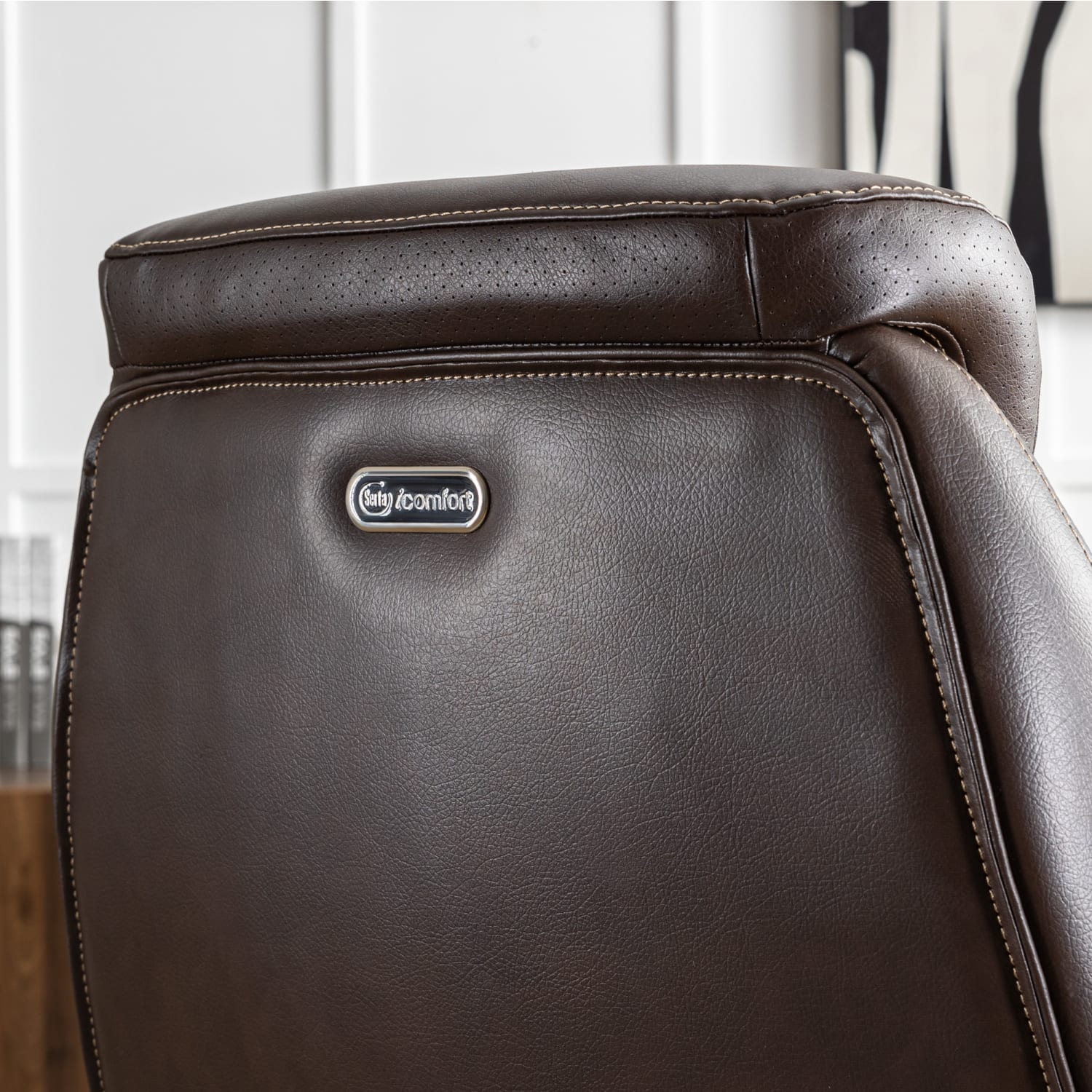 Serta iComfort i6000 Ergonomic Bonded Leather High Back Executive Chair BrownSilver PopularChairscom
