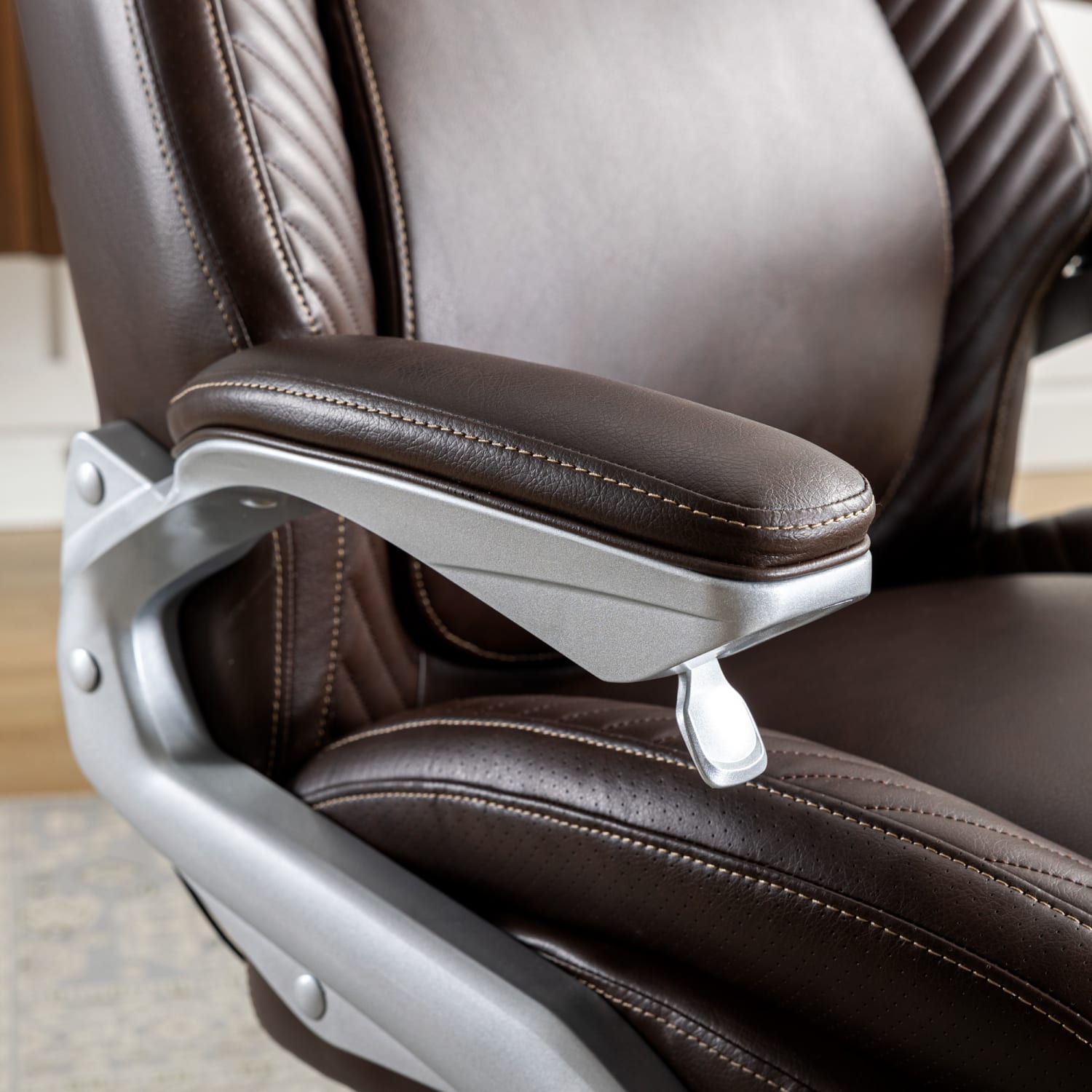 Serta iComfort i6000 Ergonomic Bonded Leather High Back Executive Chair BrownSilver PopularChairscom