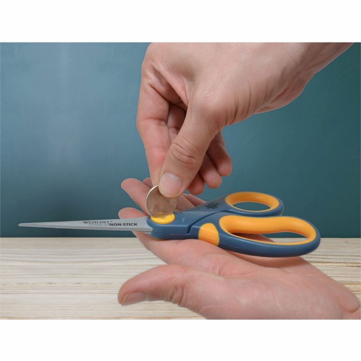 Acme United Titanium Nonstick Scissors, 8in, Pointed, Gray/Yellow, Pack Of 3 - Image 5