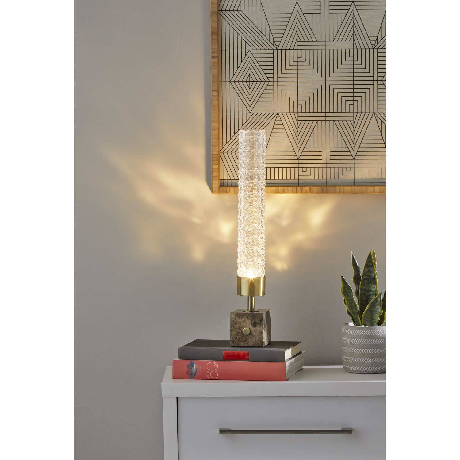 Adesso Harriet LED Table Lamp, 19inH, Clear Shade/Brown Marble Base - Image 3