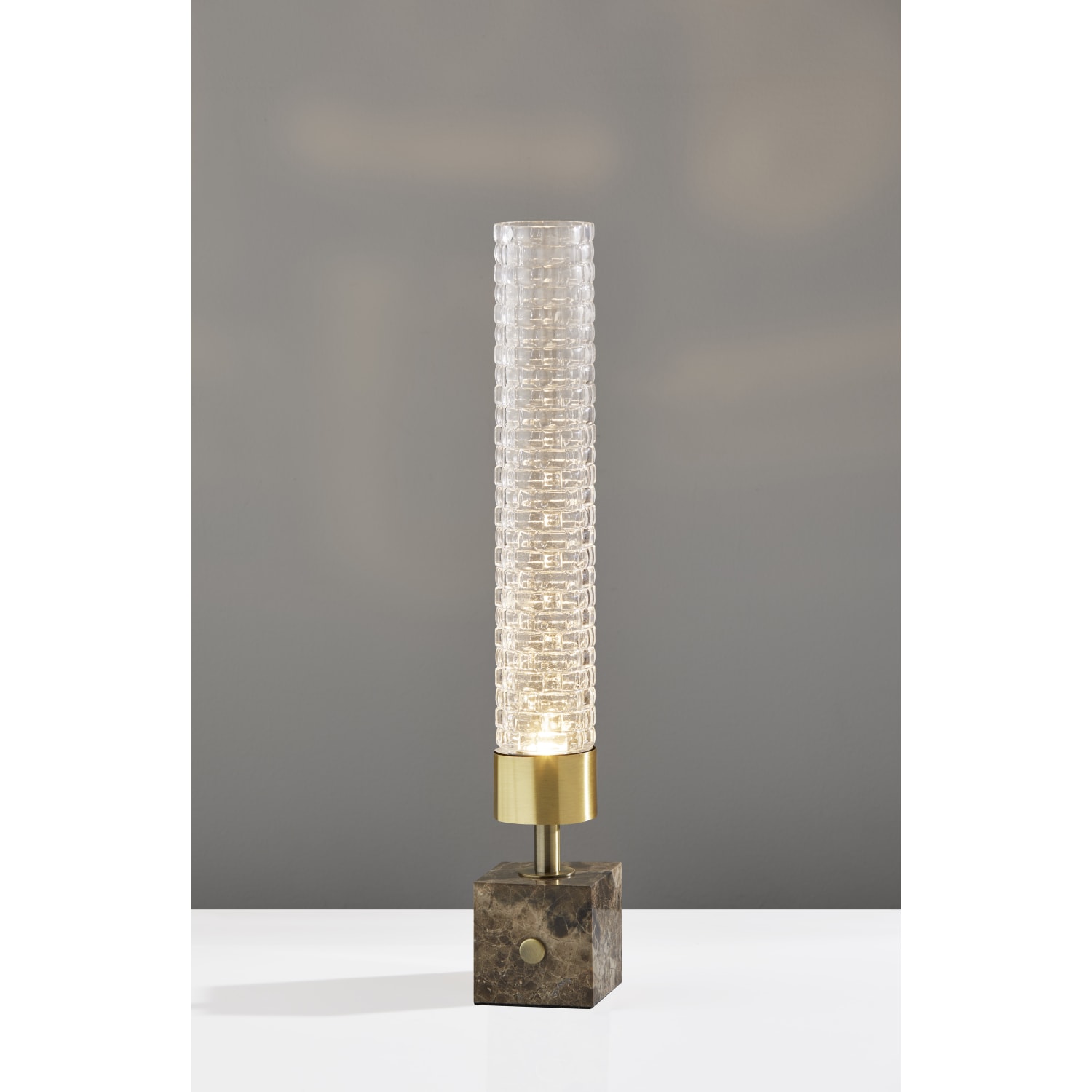 Adesso Harriet LED Table Lamp, 19inH, Clear Shade/Brown Marble Base - Image 4