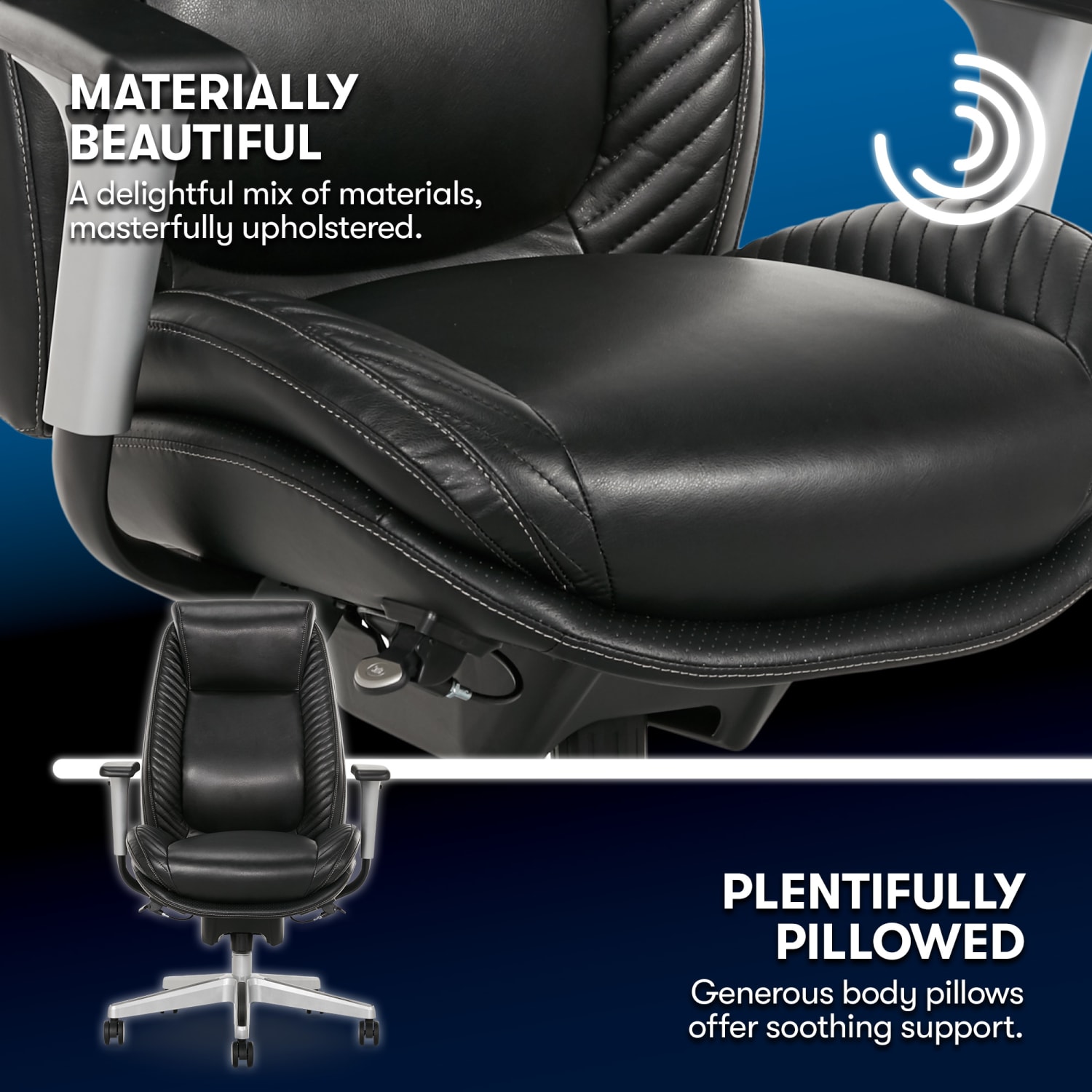 Serta iComfort i6000 Ergonomic Bonded Leather High Back Manager Office Chair BlackSilver PopularChairscom