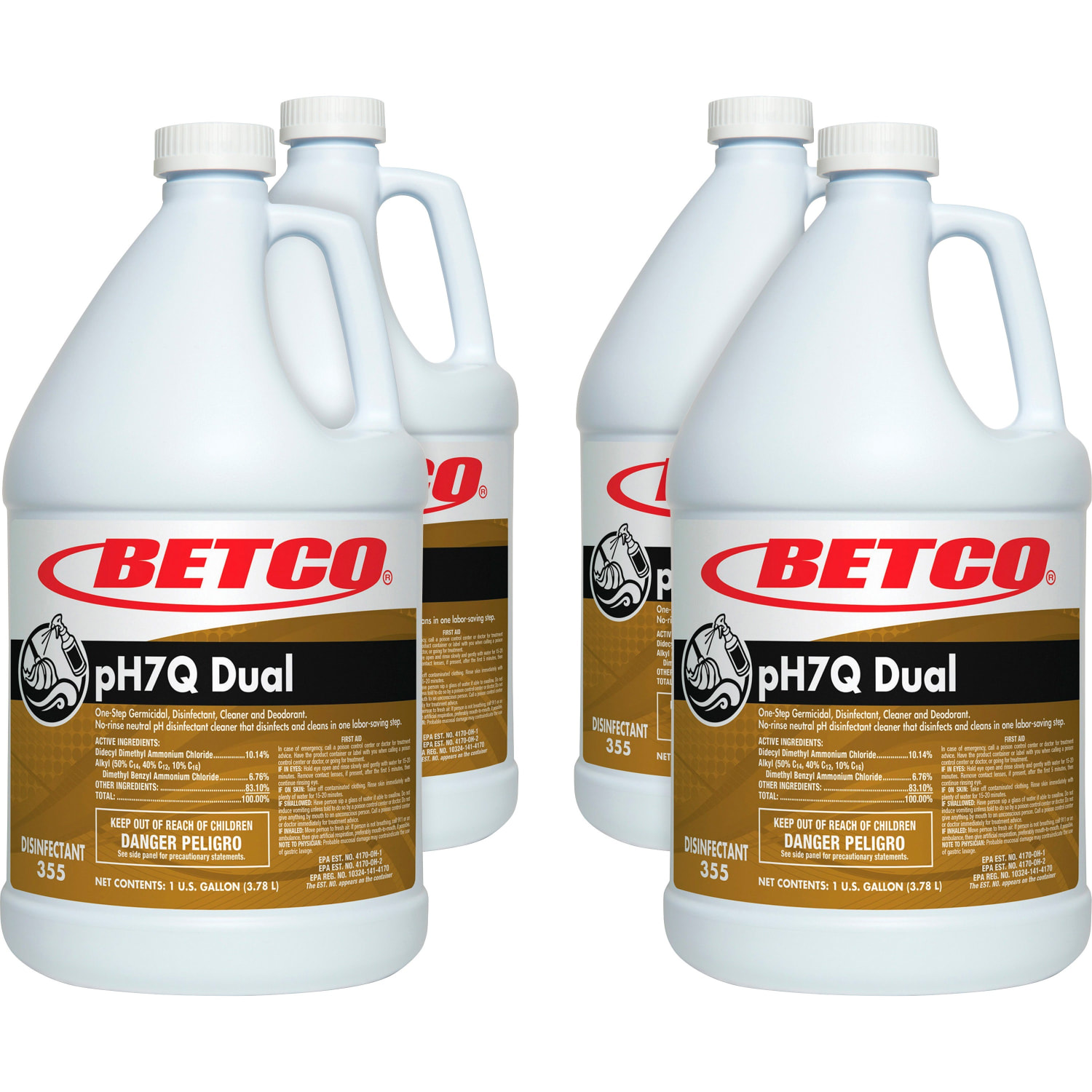 Betco pH7Q Concentrate Liquid Dual Disinfectant Cleaner, 1 Gallon, Lemon Scent - 4 per Carton - Image 3