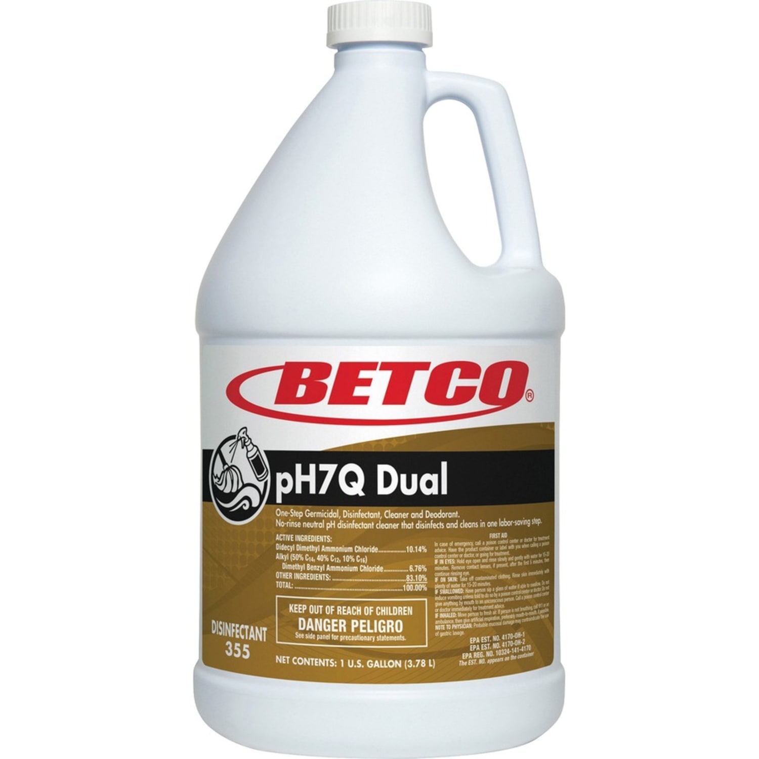 Betco pH7Q Concentrate Liquid Dual Disinfectant Cleaner, 1 Gallon, Lemon Scent - 4 per Carton - Image 4