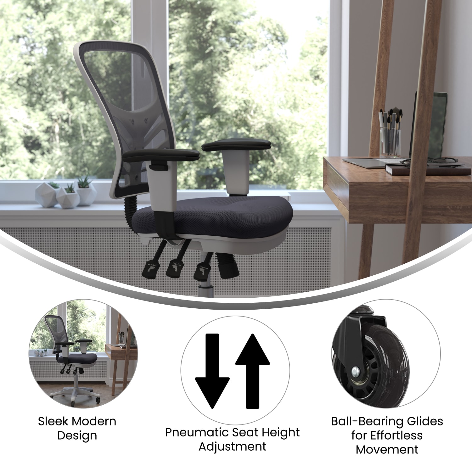 Flash Furniture Nicholas Ergonomic Mesh Mid Back Multifunction Executive Swivel Office Chair Dark GrayWhite PopularChairscom