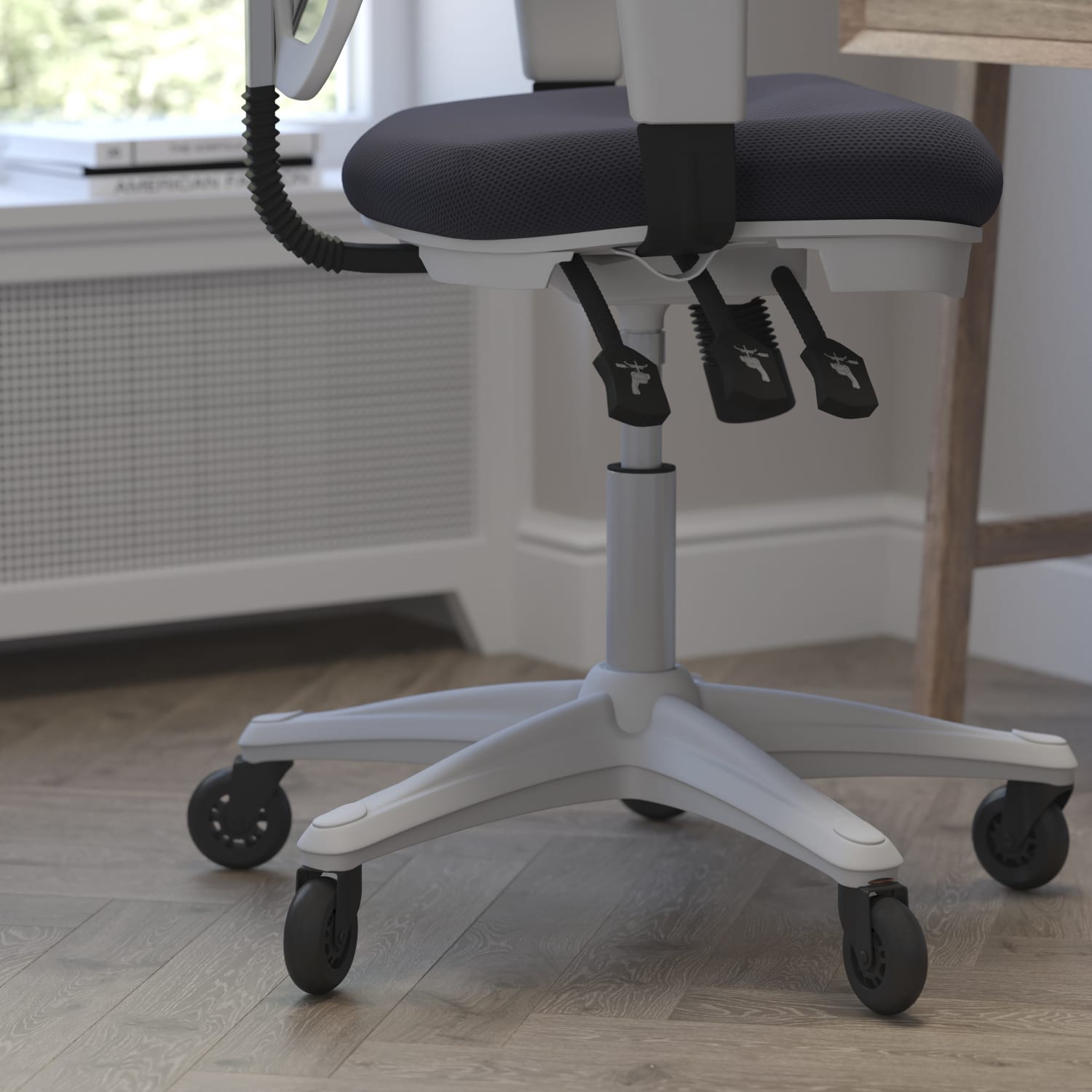 Flash Furniture Nicholas Ergonomic Mesh Mid Back Multifunction Executive Swivel Office Chair Dark GrayWhite PopularChairscom