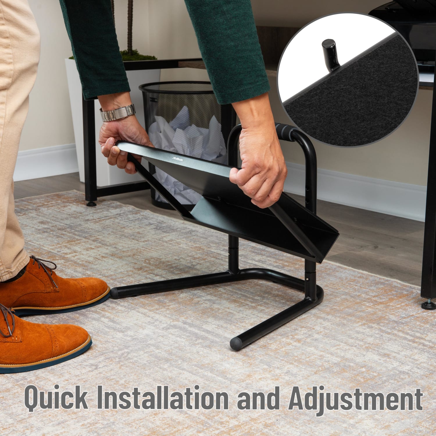 Mind Reader Height Adjustable Ergonomic Footrest, 14-1/2inH x 14-1/4inW x 15inD, Black - Image 5