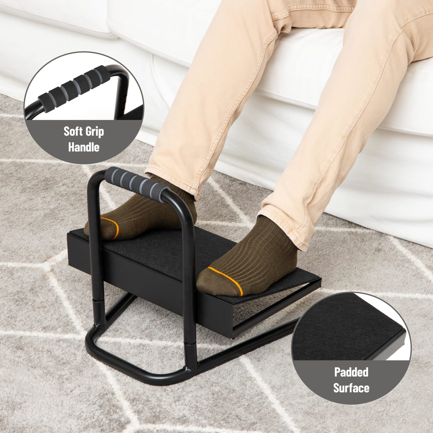 Mind Reader Height Adjustable Ergonomic Footrest 14 12inH x 14 14inW x 15inD Black PopularChairscom