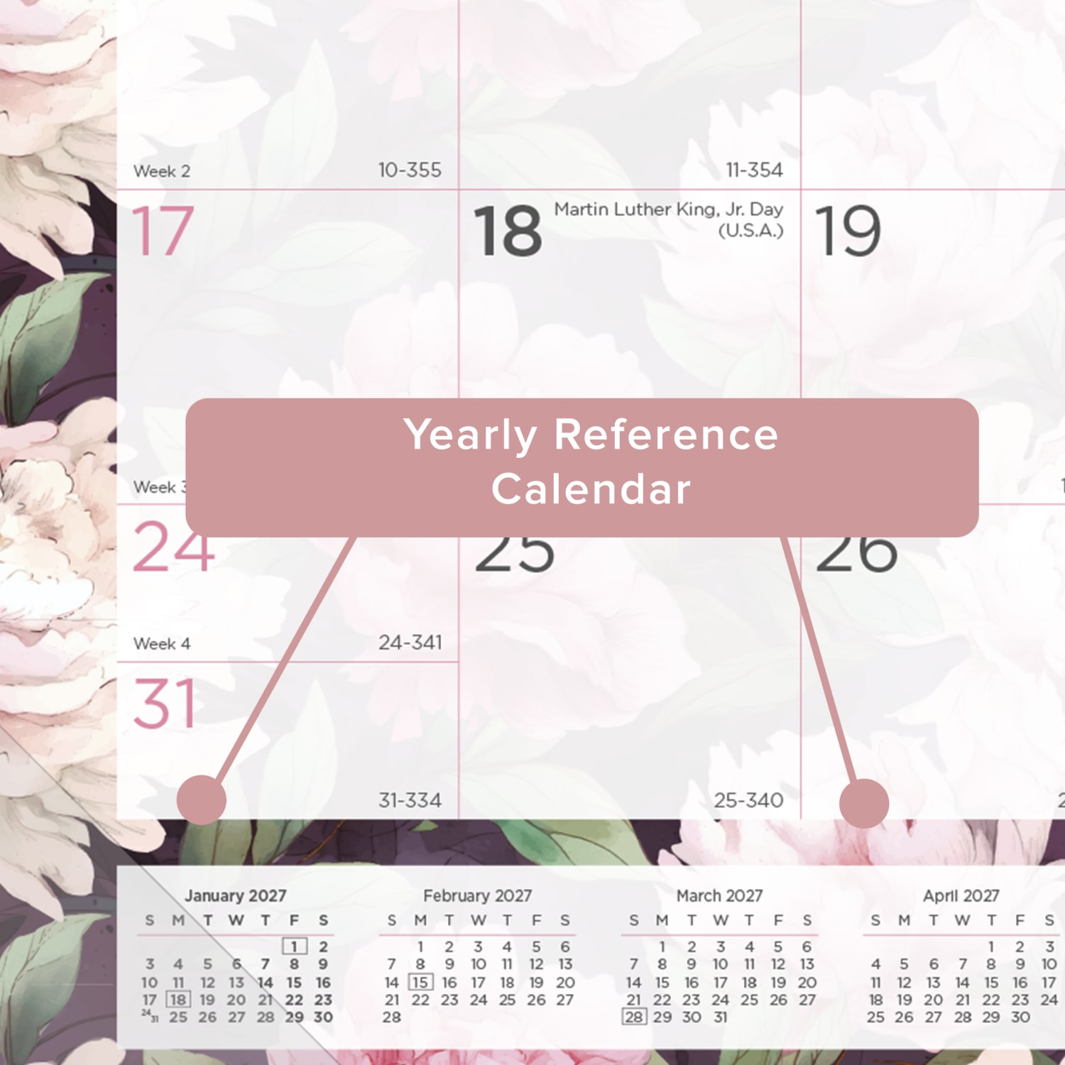 2027 Blueline Monthly Desk Pad Calendar, 22in x 17in, Pink, January To December, C193105, Total Qty 1 - Image 6