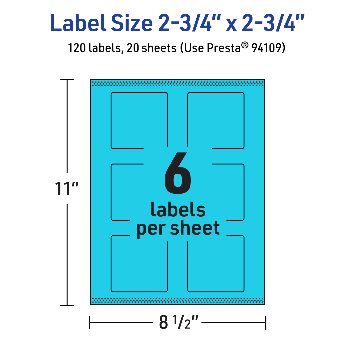 Avery Print-To-The-Edge Labels With Sure Feed Technology And Easy Peel, 94109-BBP20, Square, 2-3/4in x 2-3/4in, Matte Bright Blue, Pack of 120 - Image 6