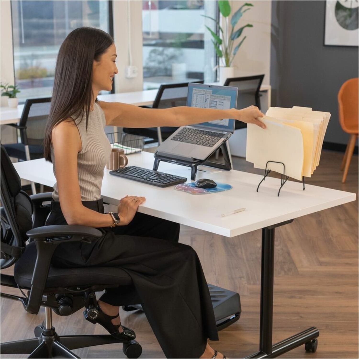 Fellowes Wire Step File Jr. - 6 Compartment(s) - 7.8in Height x 4.4in Width x 6.5in Depth - Desktop - Black - Steel - 1Each - Image 4