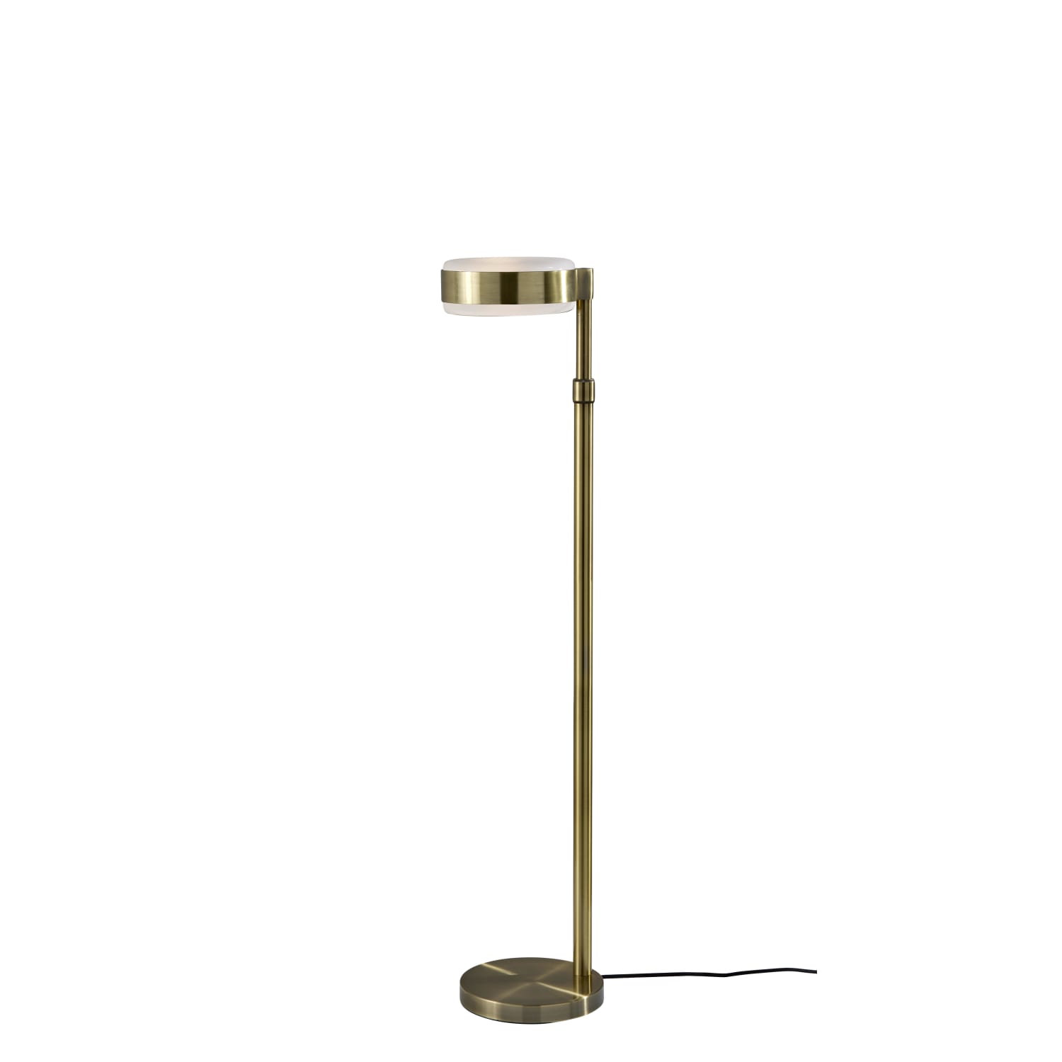 Adesso ADS360 Linis Floor Lamp, Antique Brass/White Glosted Glass Shade