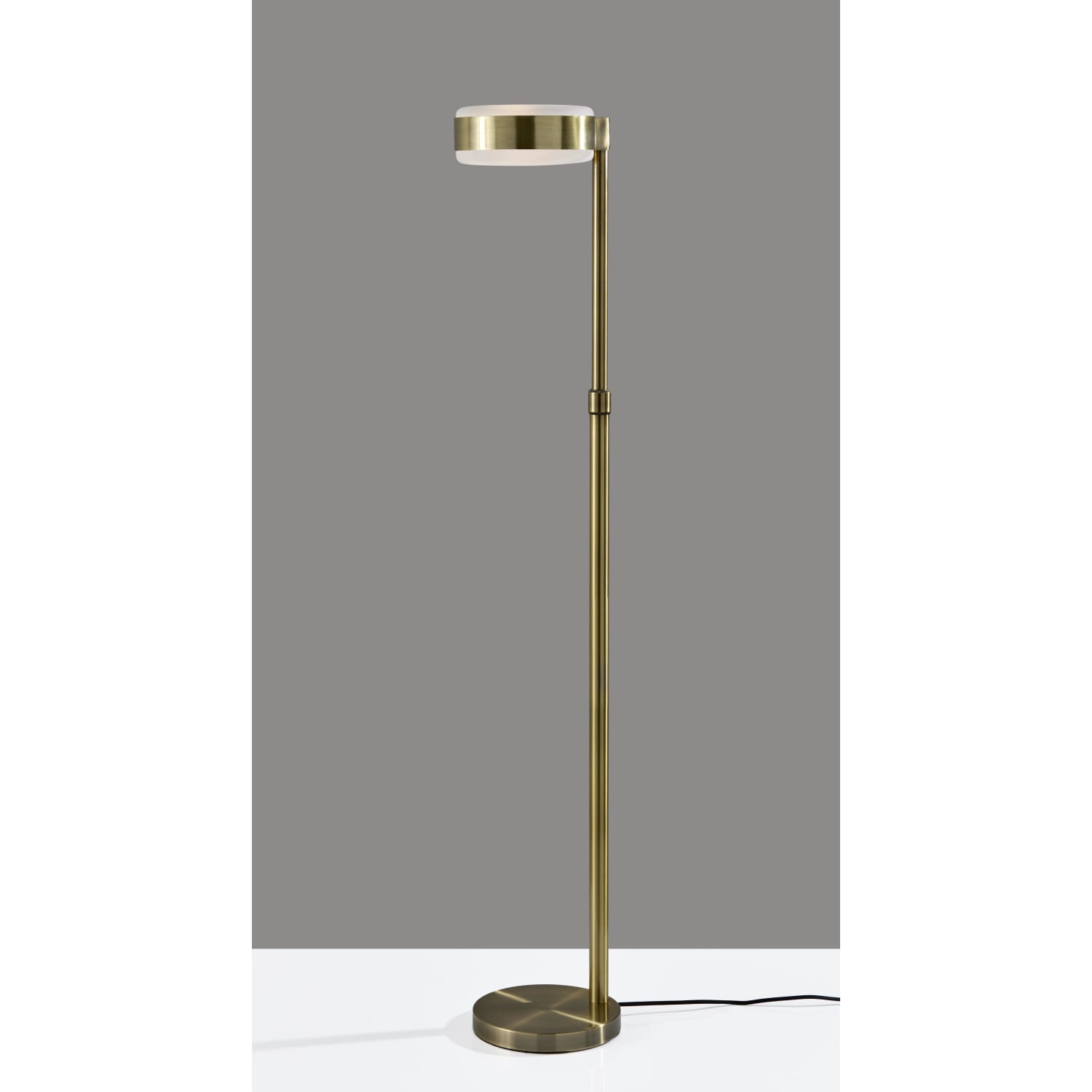 Adesso ADS360 Linis Floor Lamp, Antique Brass/White Glosted Glass Shade - Image 3