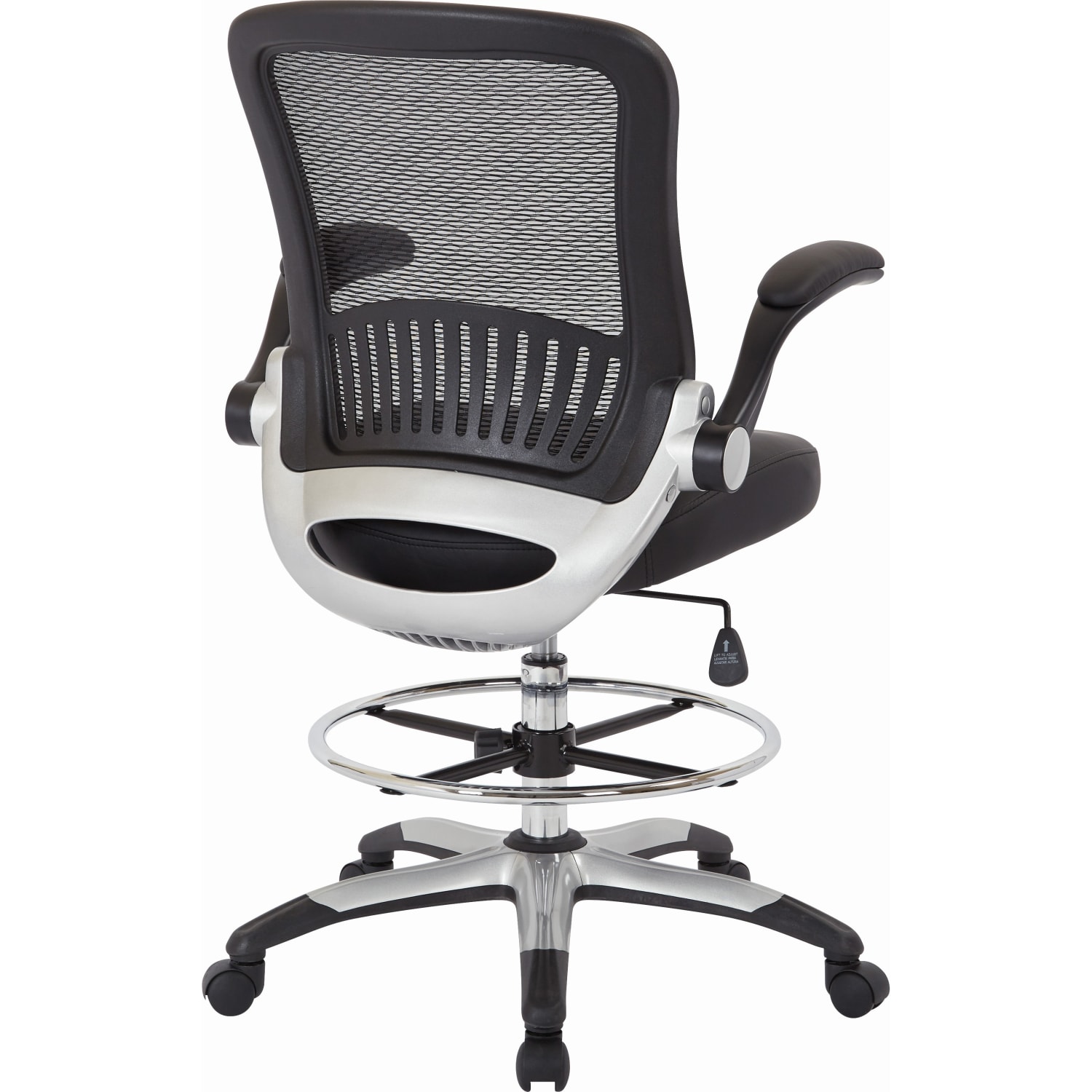 Office Star DC Series Faux LeatherMesh Back Drafting Chair BlackSilver PopularChairscom