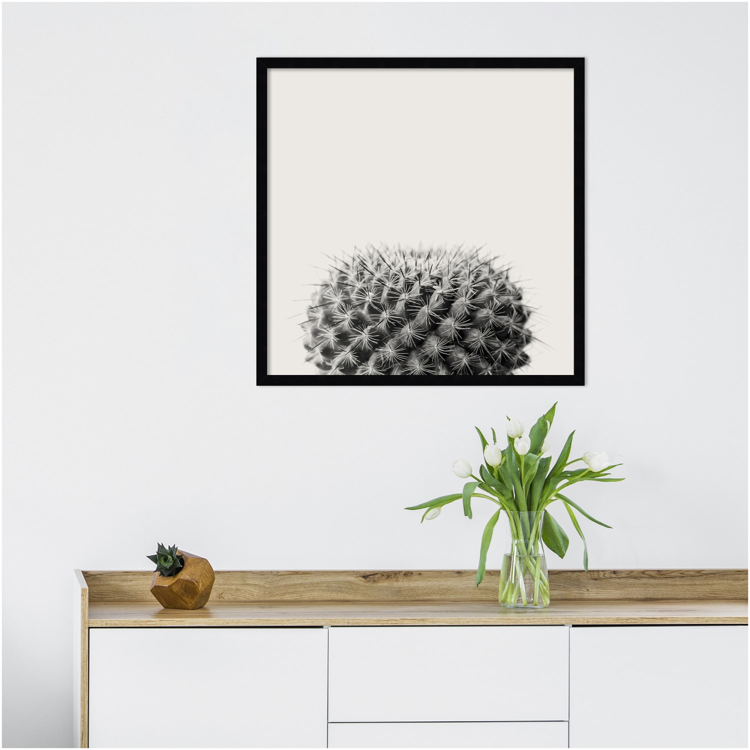 Amanti Art Haze Cactus Succulent by The Creative Bunch Wood Framed Wall Art Print, 25inH x 25inW, Black - Image 3