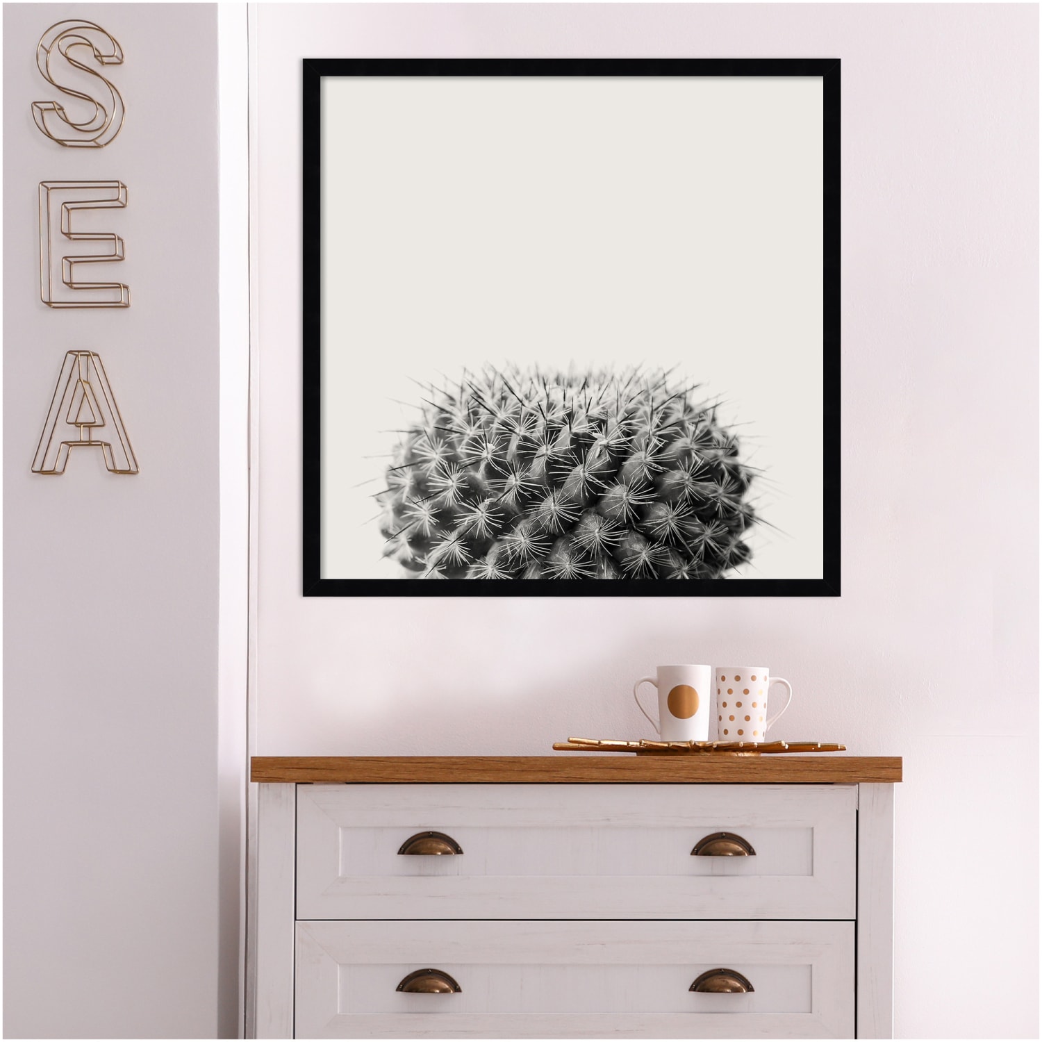 Amanti Art Haze Cactus Succulent by The Creative Bunch Wood Framed Wall Art Print, 25inH x 25inW, Black - Image 4