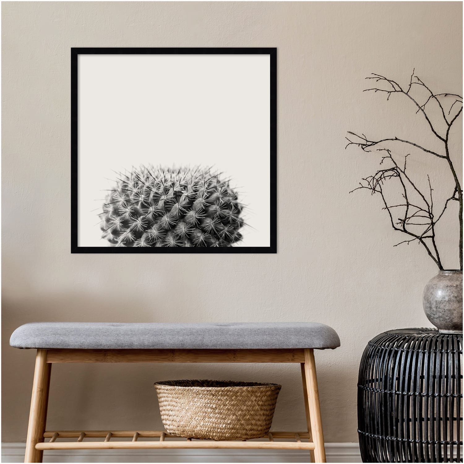 Amanti Art Haze Cactus Succulent by The Creative Bunch Wood Framed Wall Art Print, 25inH x 25inW, Black - Image 5