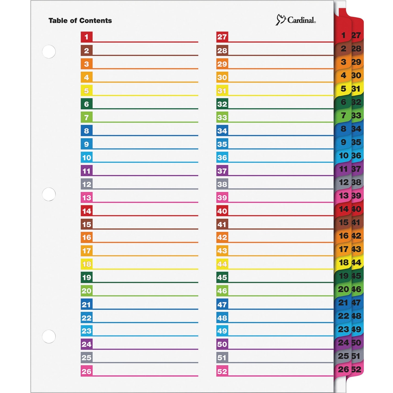 Cardinal OneStep Printable Dividers - 52 Print-on Tab(s) - 52 Tab(s)/Set - 8.5in Dividerx 11in Divider - 60990