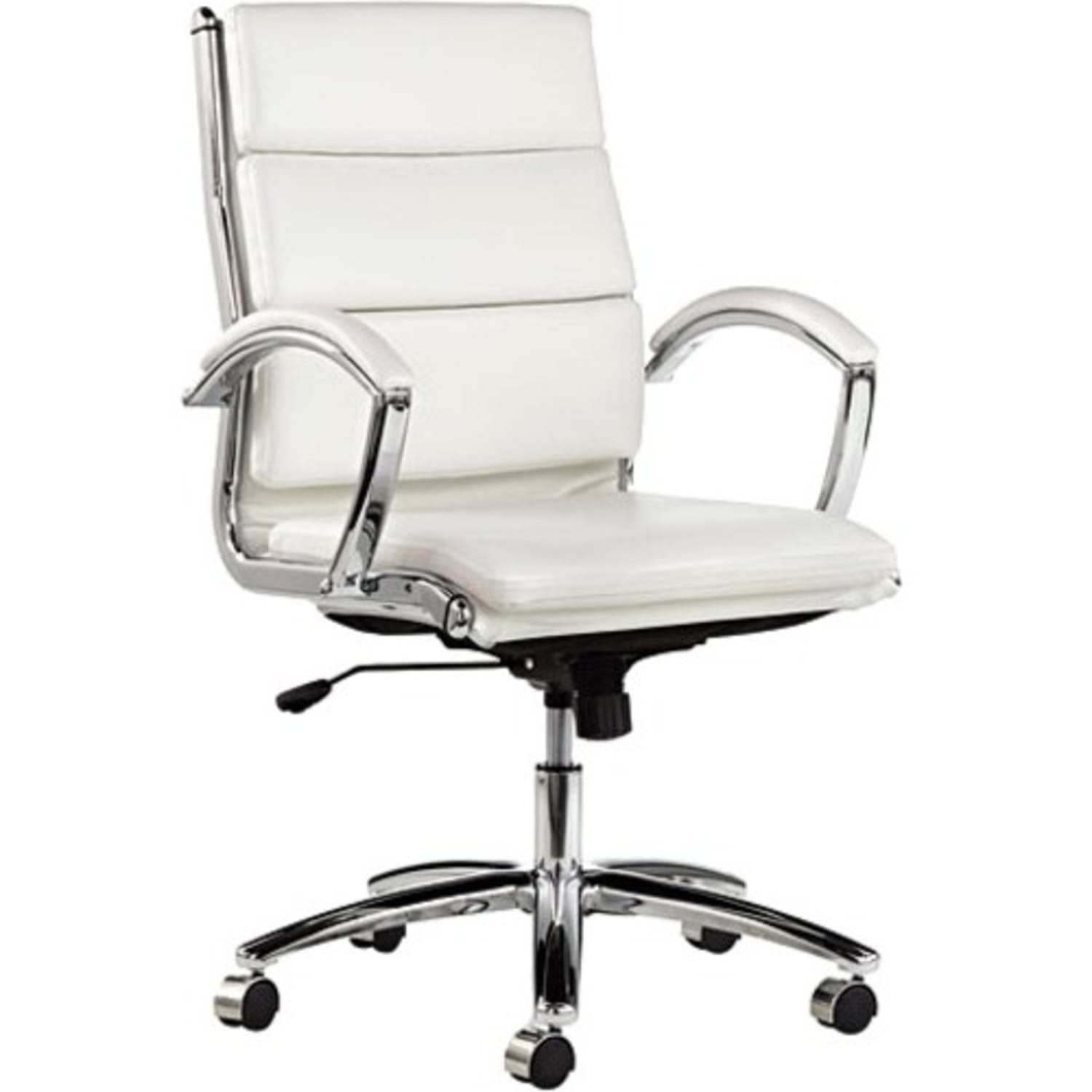 Alera Neratoli MidBack SwivelTilt Chair White StainResistant Faux Leather Chrome White Seat Color NR4206 PopularChairscom Alera Neratoli Mid Back SwivelTilt Chair White Stain Resistant Faux Leather Chrome White Seat Color NR4206 PopularChairscom