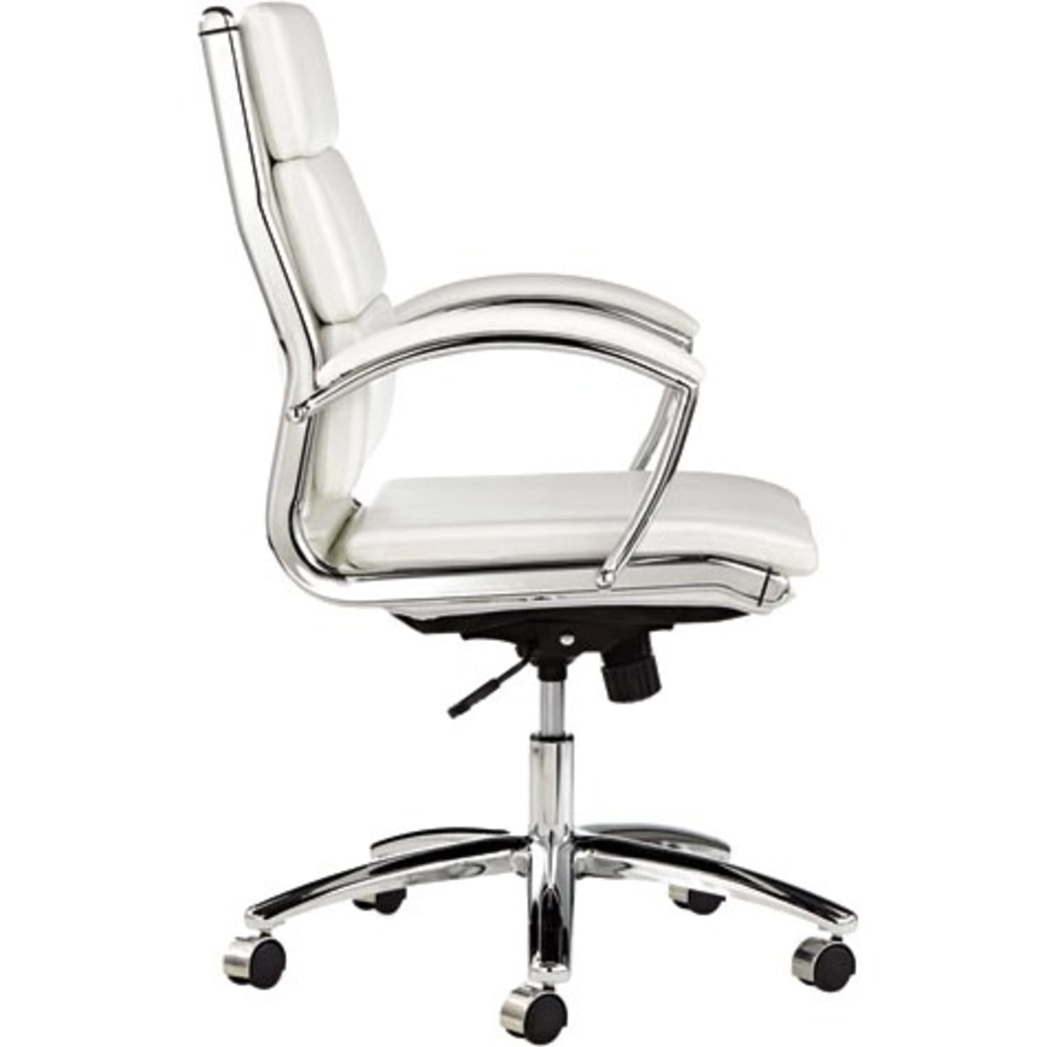 Alera Neratoli Mid-Back Swivel/Tilt Chair, White Stain-Resistant Faux Leather, Chrome - White Seat Color - NR4206 - Image 4