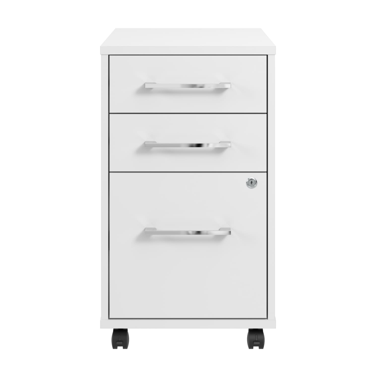 Bush Business Furniture Hustle 3-Drawer Mobile File Cabinet, White, Standard Delivery - Image 3