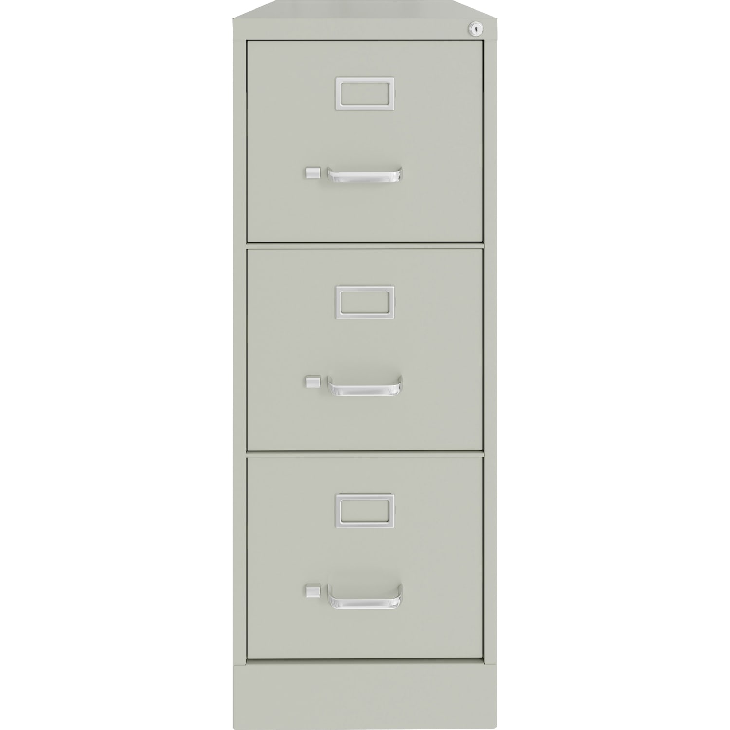 Lorell Fortress Series 22in Commercial-Grade Vertical File Cabinet - 15in Width x 22in Depth x 40.2in Height - 3 x Drawer(s) for File - Letter - Vertical - Ball-bearing Suspension, Removable Lock, Pull Handle, Wire Management - Light Gray - Steel - Recycl - Image 3