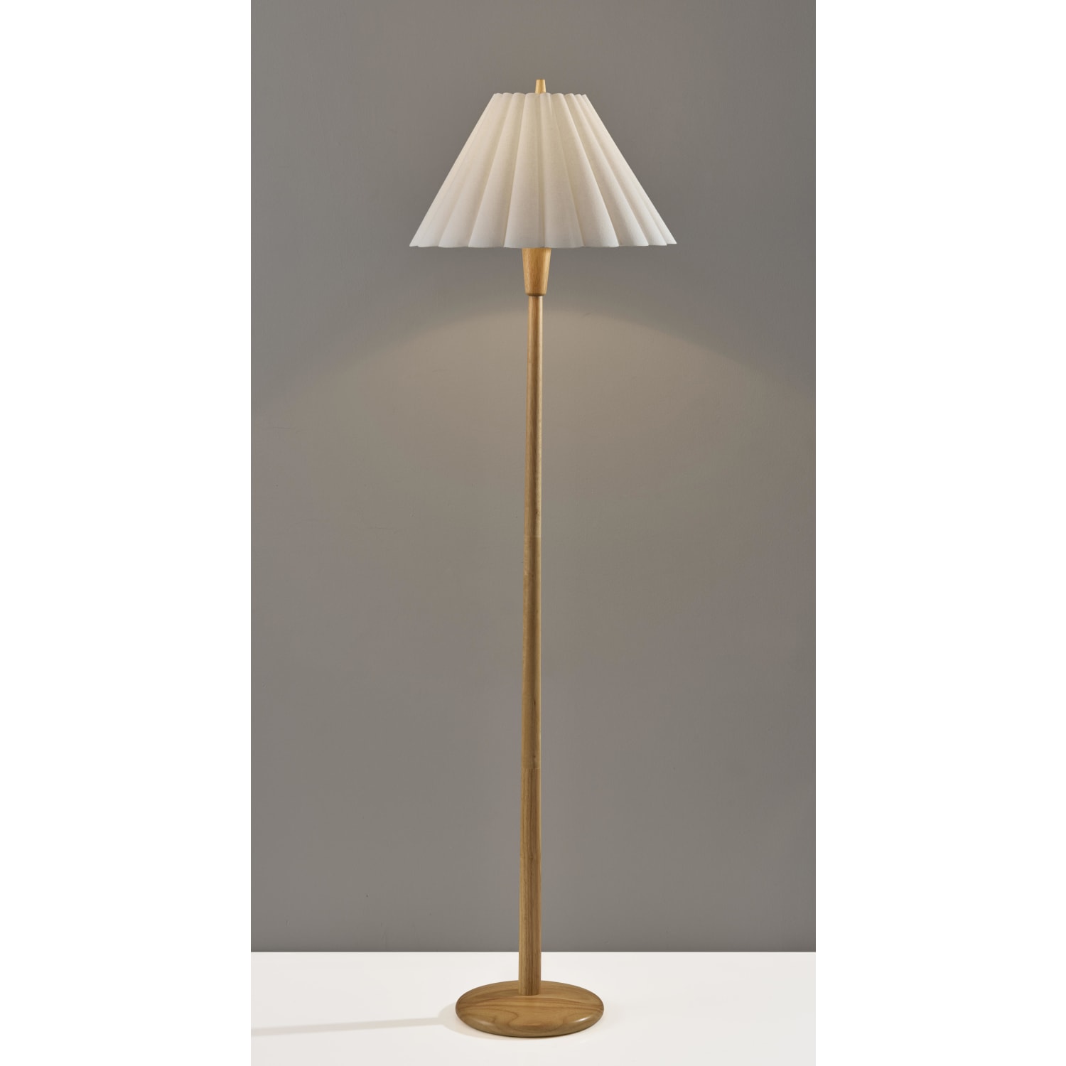 Adesso Scallop Floor Lamp, Natural/White Fabric Shade - Image 6