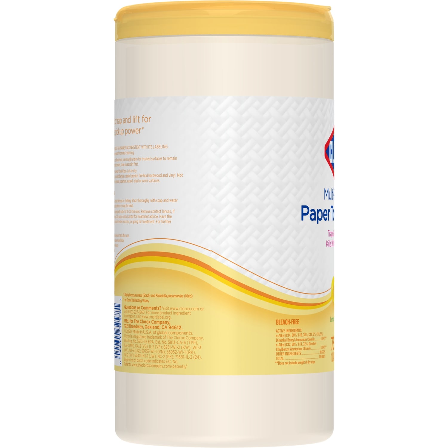 Clorox Paper Towel Wipes, 6-5/8in x 8-1/4in, Lemon Verbena Scent, White, Canister Of 75 Wipes - Image 4