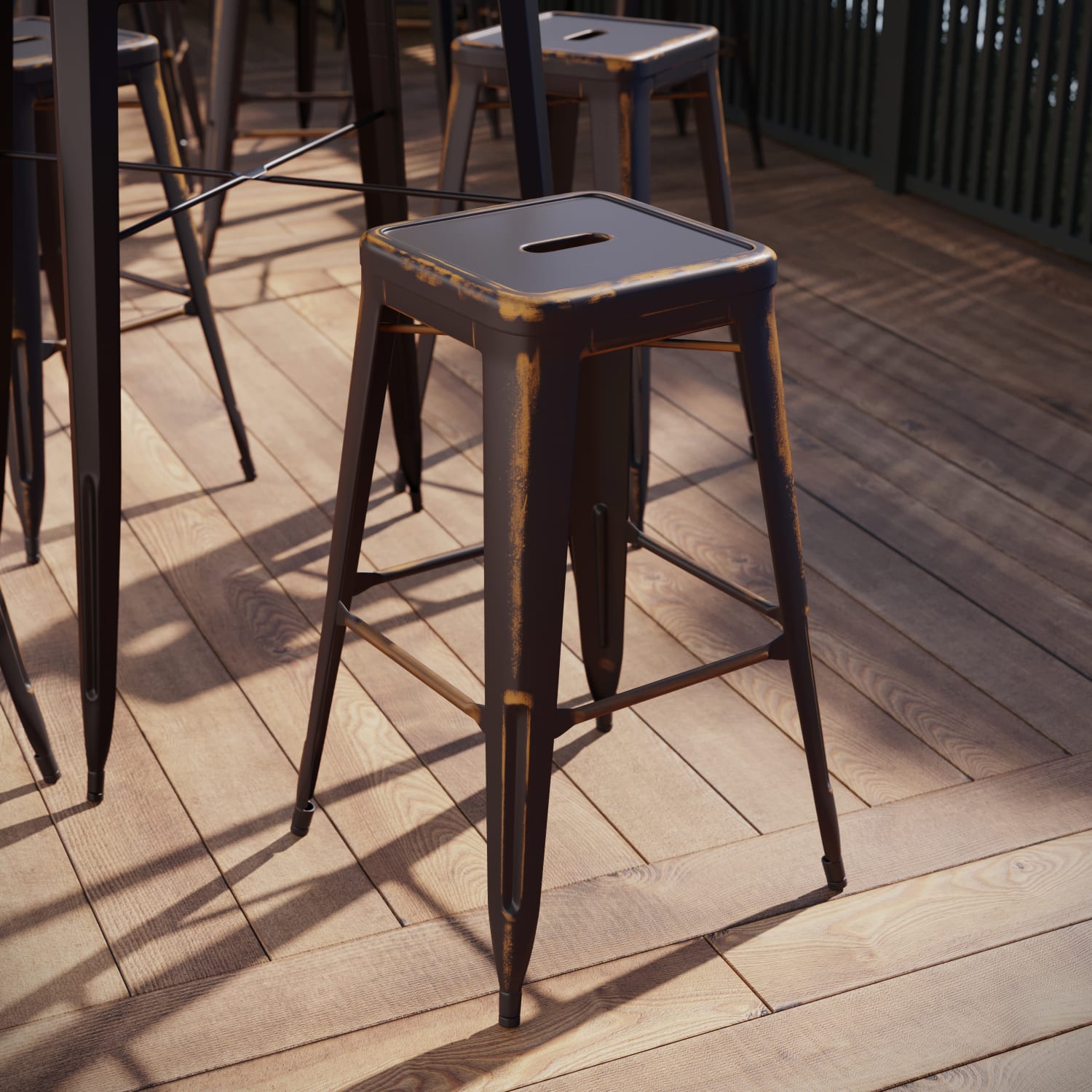 Flash Furniture 30inH Backless Distressed Bar Stool, Copper