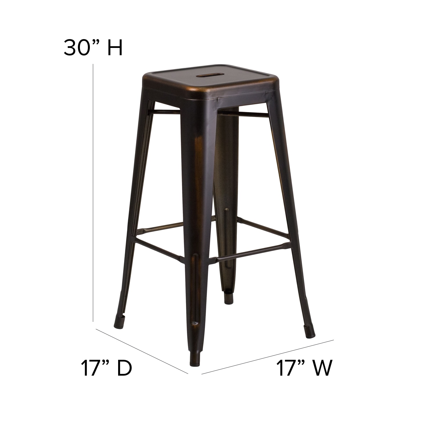 Flash Furniture 30inH Backless Distressed Bar Stool, Copper - Image 6