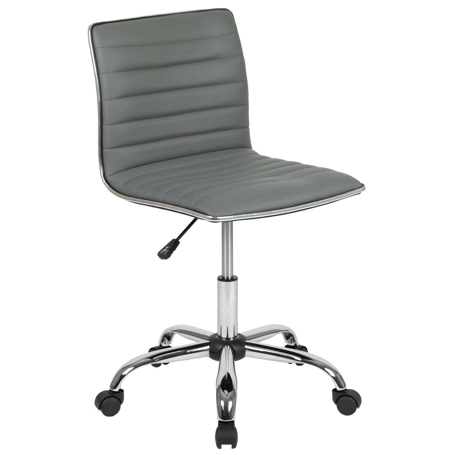 Flash Furniture Vinyl Low-Back Swivel Armless Task Chair, Light Gray/Gray - Image 3