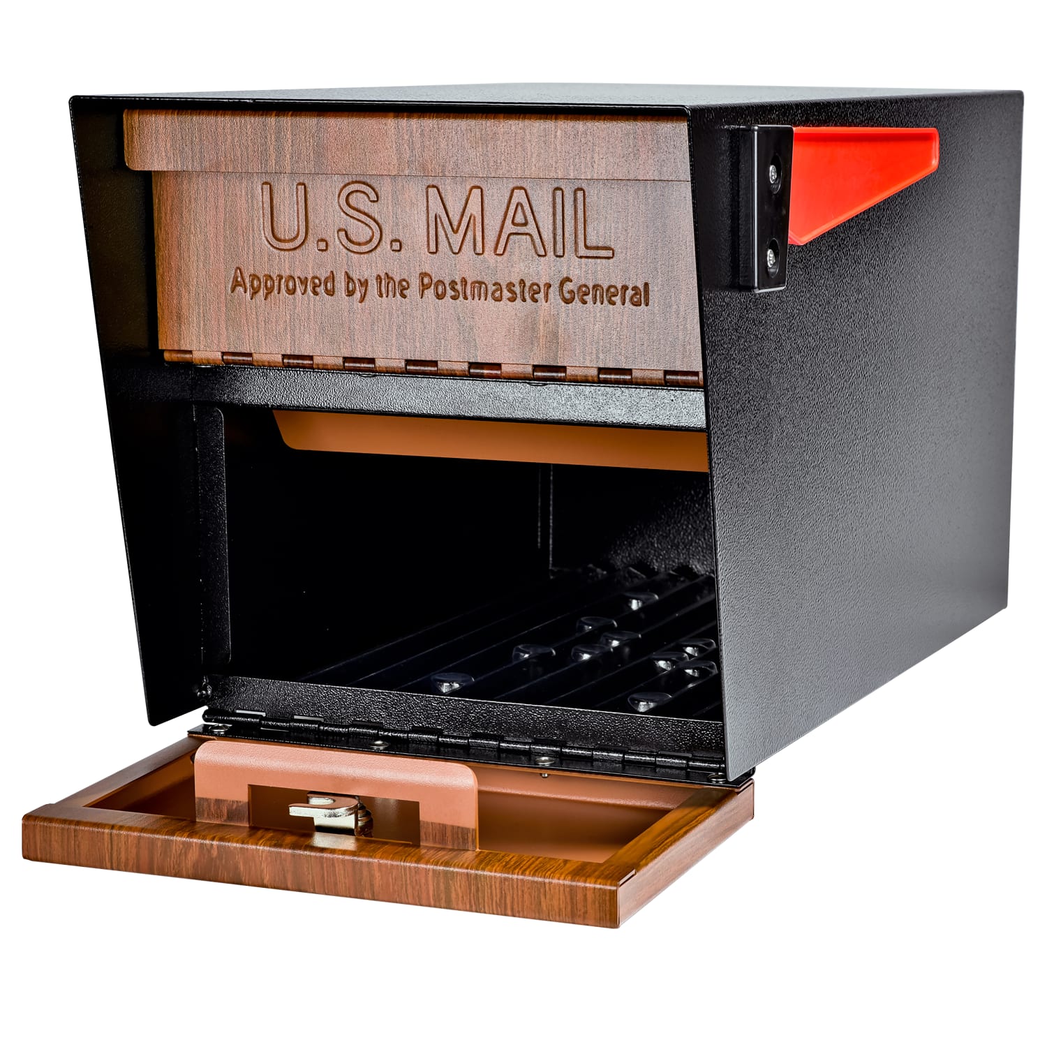 Mail Boss Mail Manager Locking Security Mailbox, 11-1/4inH x 10-3/4inW x 21inD, Wood Grain - Image 4
