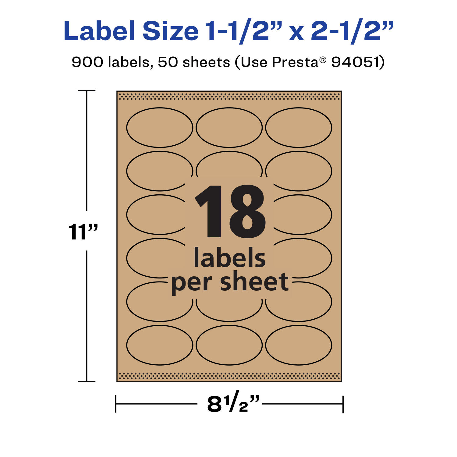 Avery Kraft Permanent Labels With Sure Feed, 94051-KMP50, Oval, 1-1/2in x 2-1/2in, Brown, Pack Of 900 - Image 6