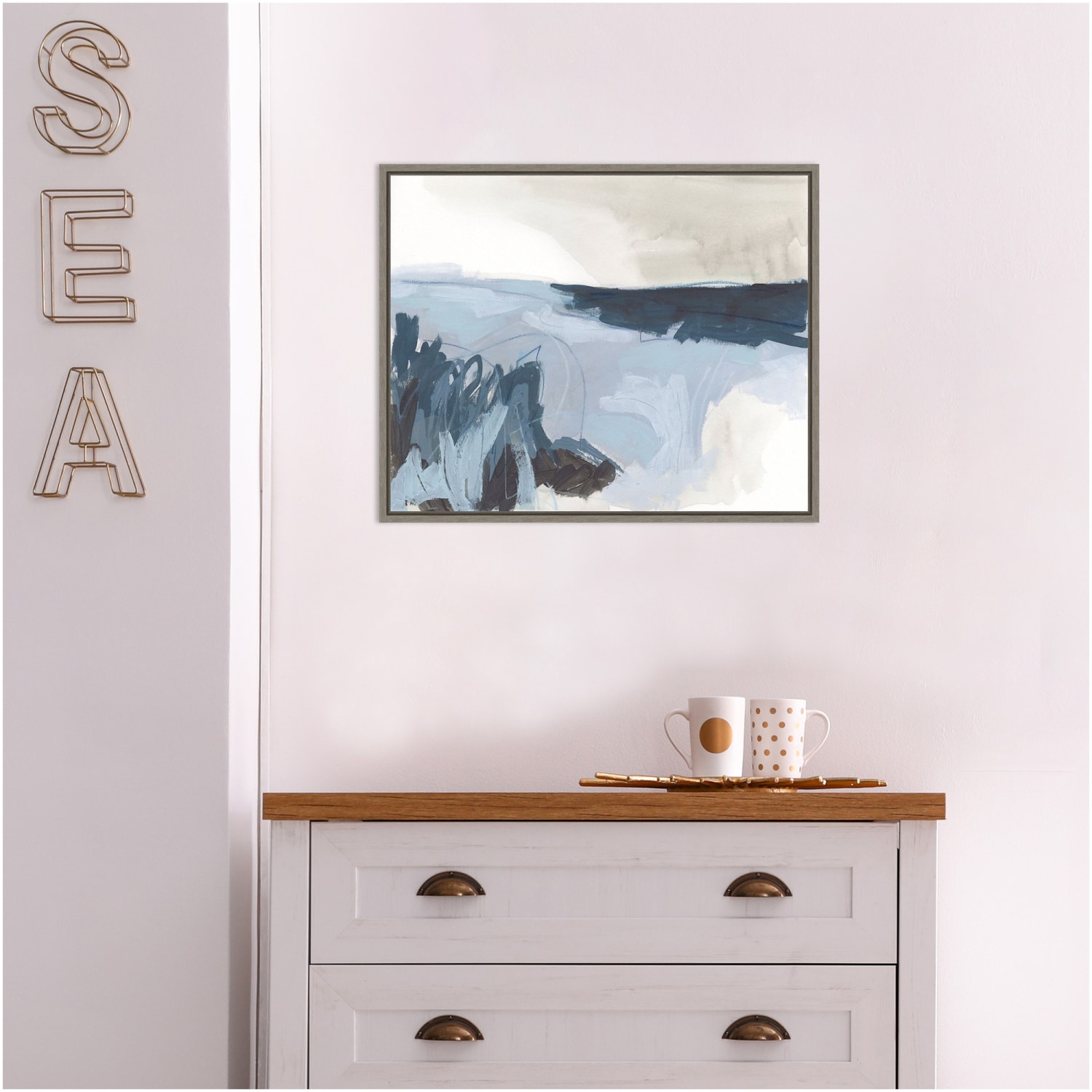 Amanti Art Sea Shading II Beach by June Erica Vess Framed Canvas Wall Art Print, 16inH x 20inW, Greywash - Image 5