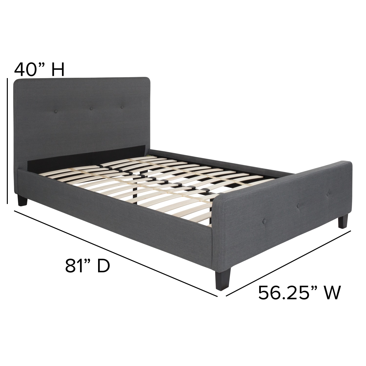 Flash Furniture Tribeca Tufted Upholstered Platform Bed with 10in , Full, 40inHx56-1/4inWx81inL, Dark Gray - HGBM1030 - Image 6