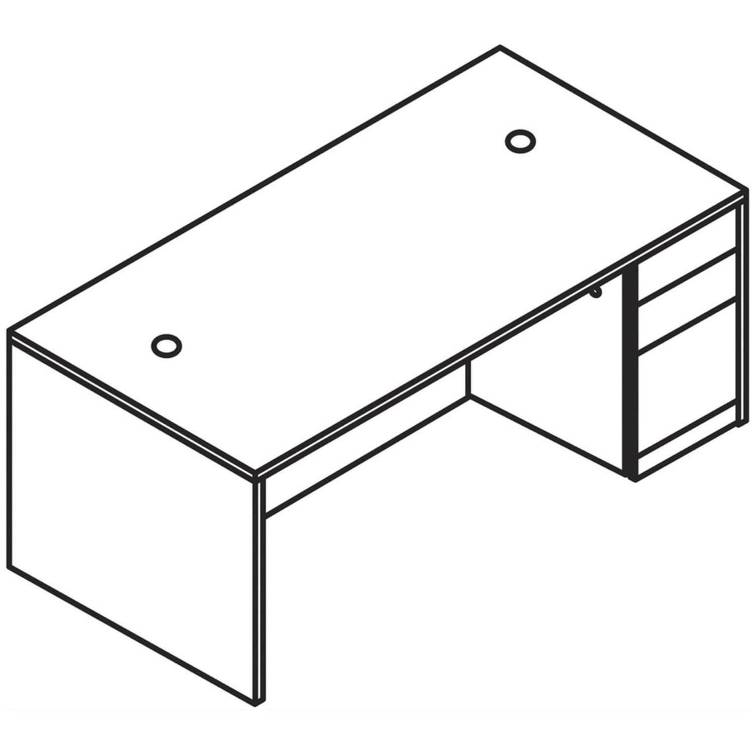 HON 10500 H105897R Pedestal Desk, 29.5inH x 66inW x 30inD, 3 x Box, File Drawer(s)Right Side, Sterling Ash - Image 4
