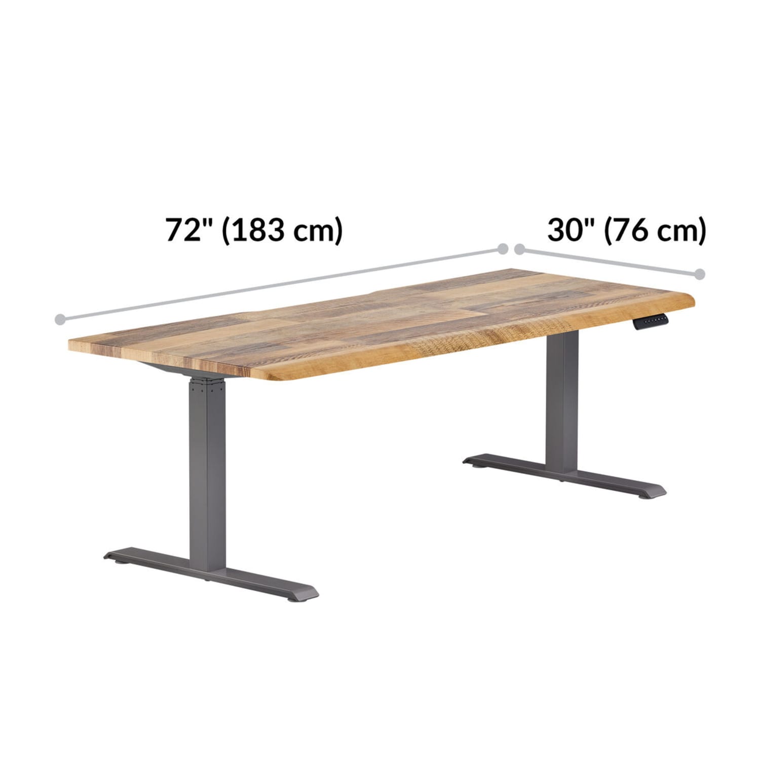 VARI Electric Standing Desk With ComfortEdge, 72inW, Reclaimed Wood - Image 5