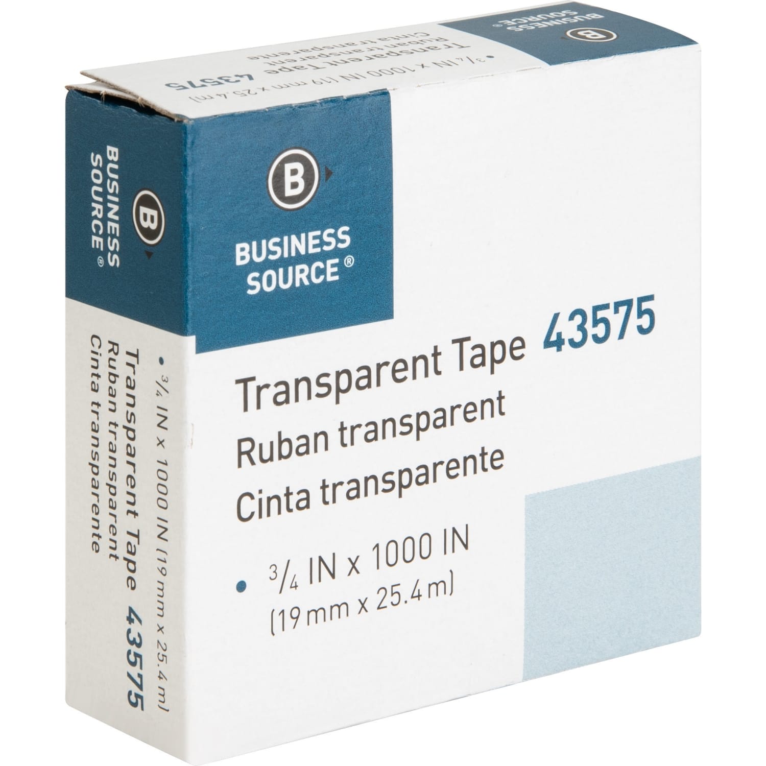 Business Source All-purpose Transparent Glossy Tape - 0.75in Width x 83.33 ft Length - 1in Core - 12 / Pack - Clear - Image 4