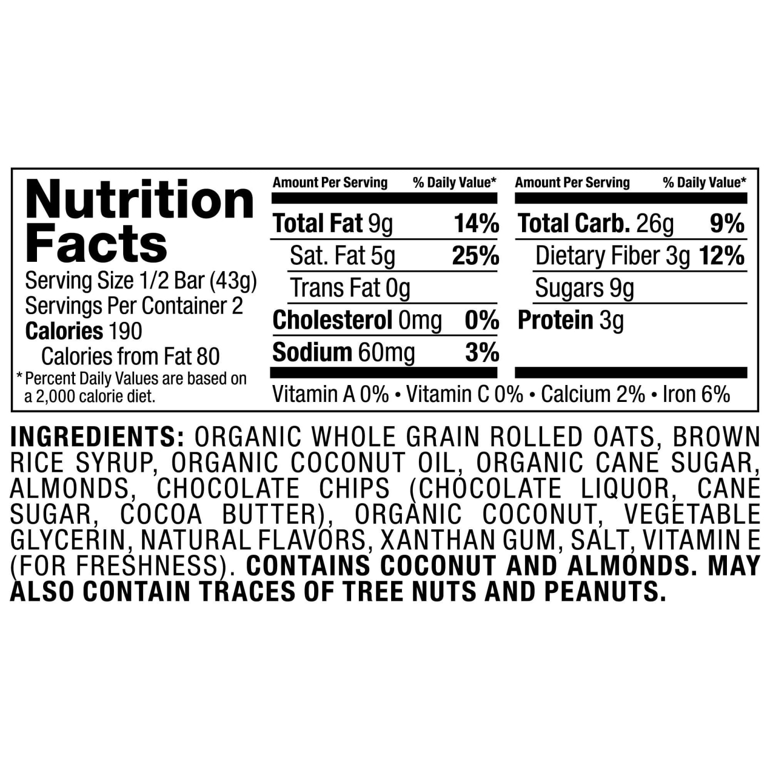 BoBos Oat Bars, Coconut Almond Chocolate Chip, 3.5 Oz, Box of 12 Bars - Image 4