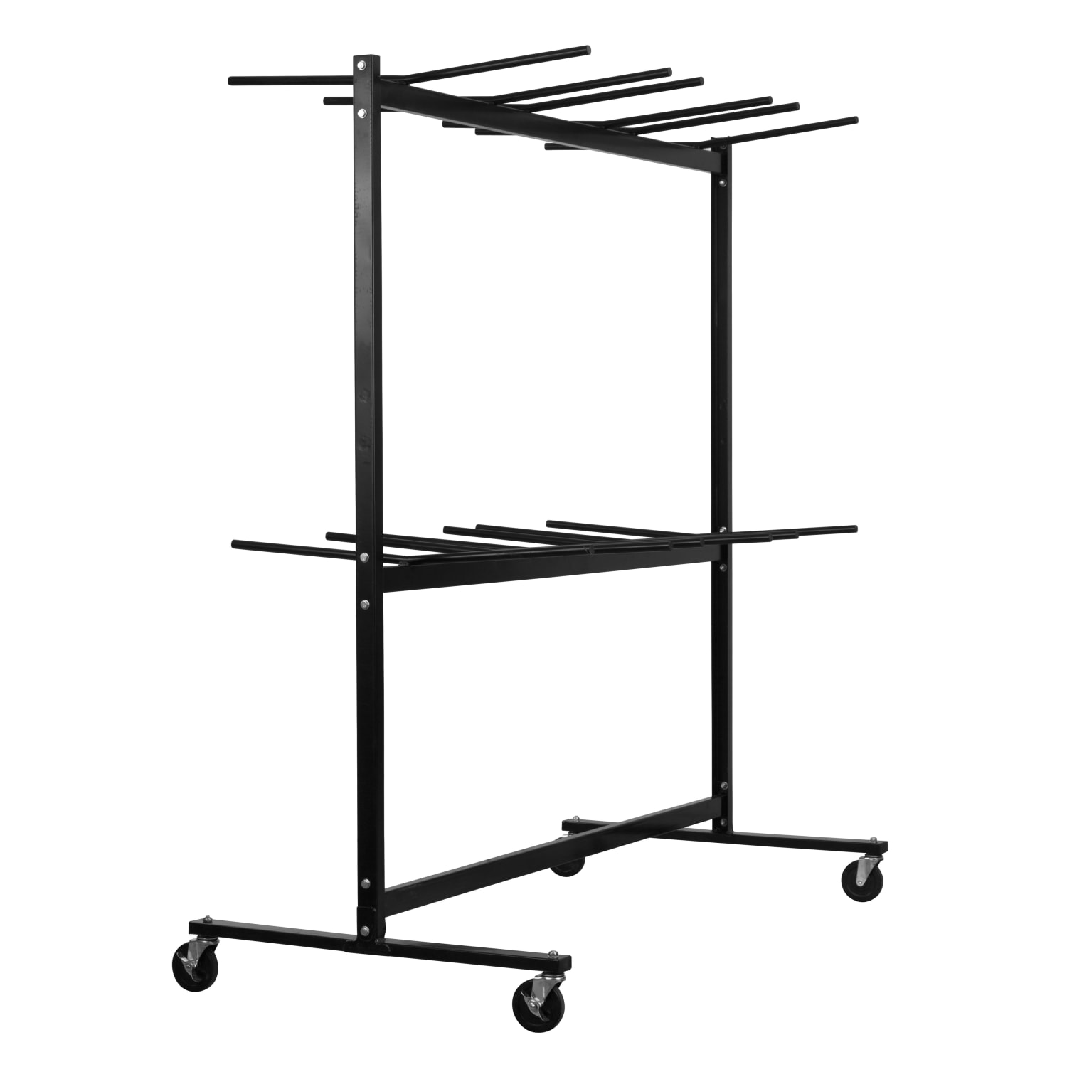 Alpine AdirOffice 1,000 Lb 2-Tier Steel Folding Chair Cart, 76-1/8inH x 67-3/4inW x 33-1/8inD, Black