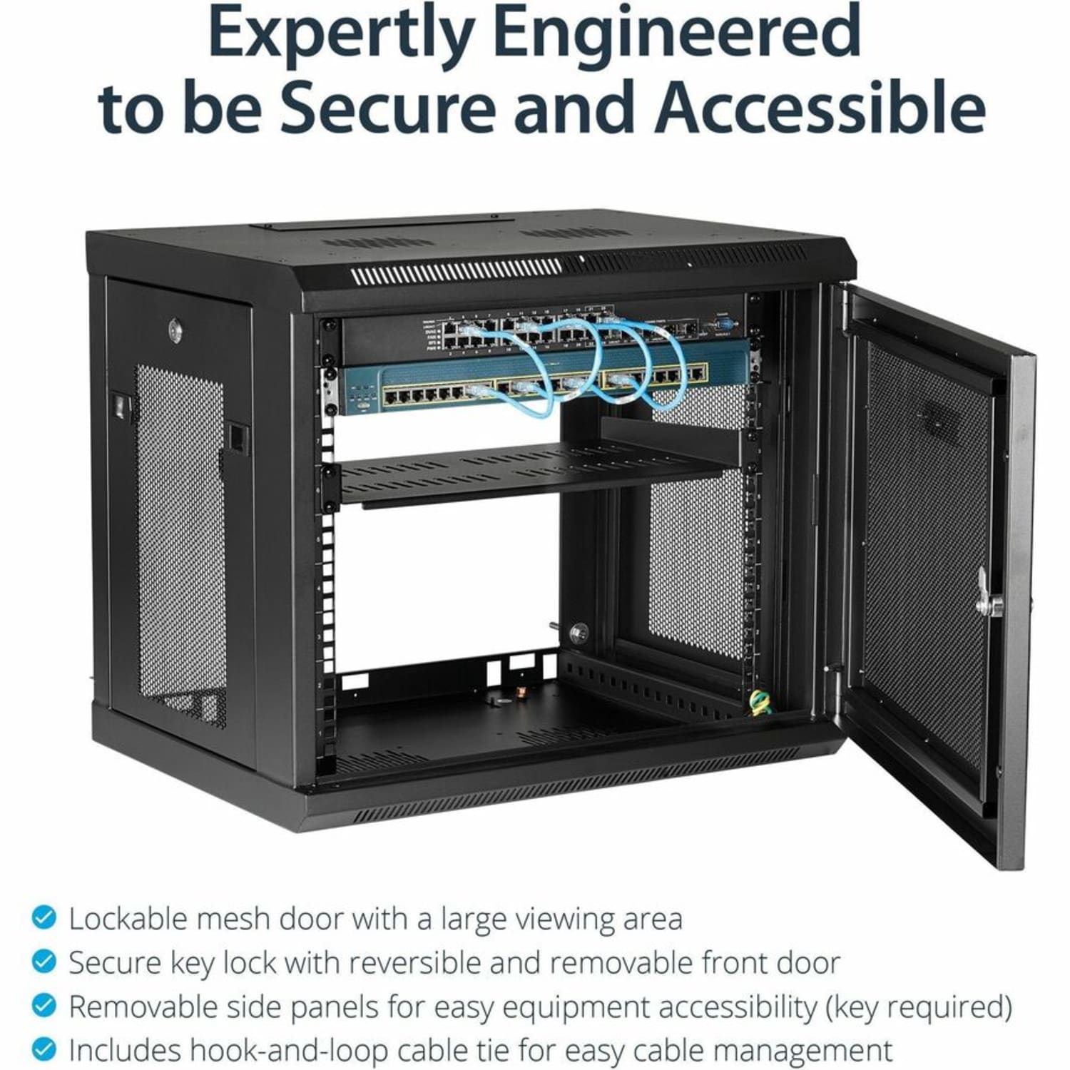 StarTech.com 9U Wallmount Server Rack Cabinet - Wallmount Network Cabinet - 14.6 in Deep - Image 4